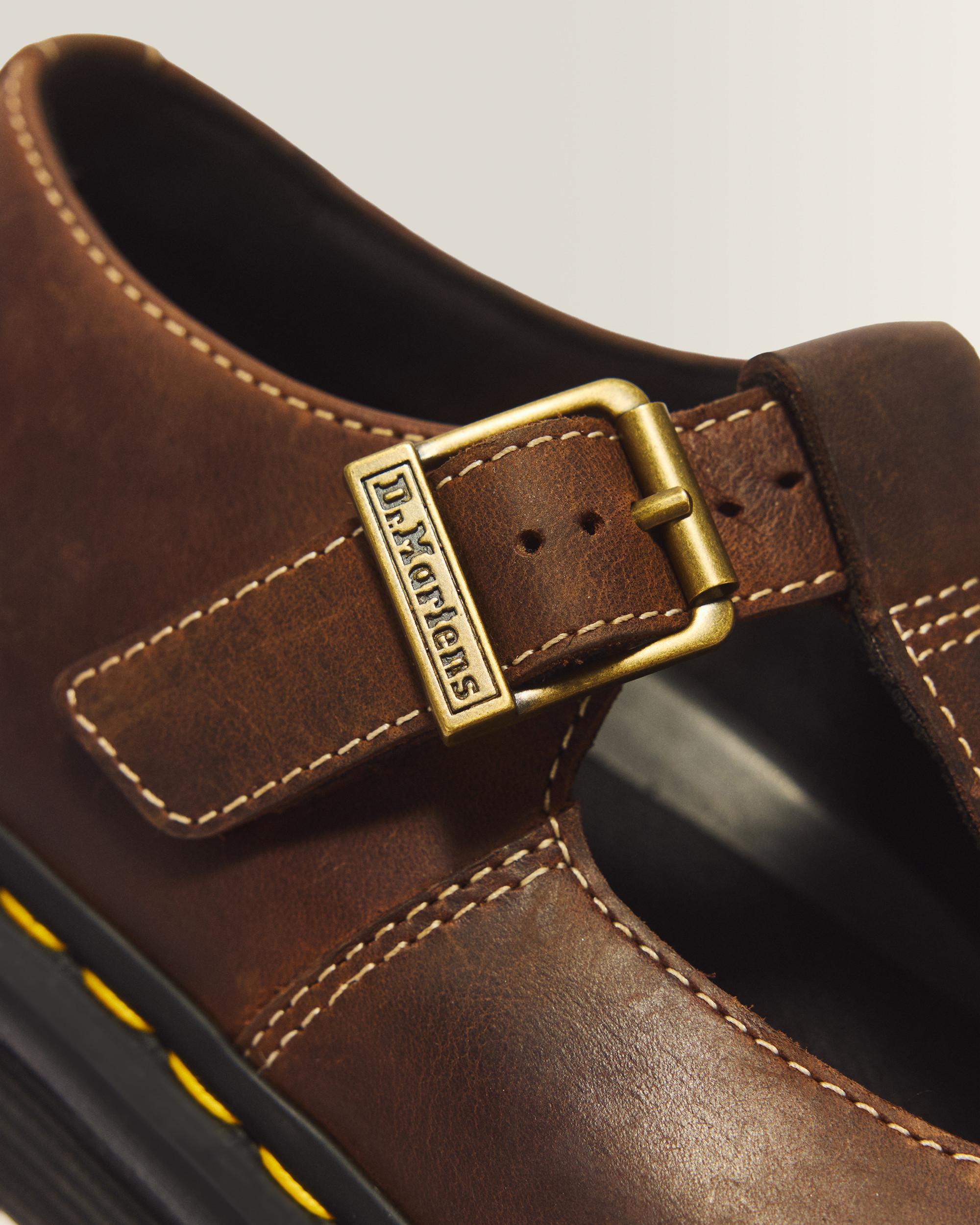 Zebzag Crazy Horse Leather Mary Jane Shoes in Dark Brown