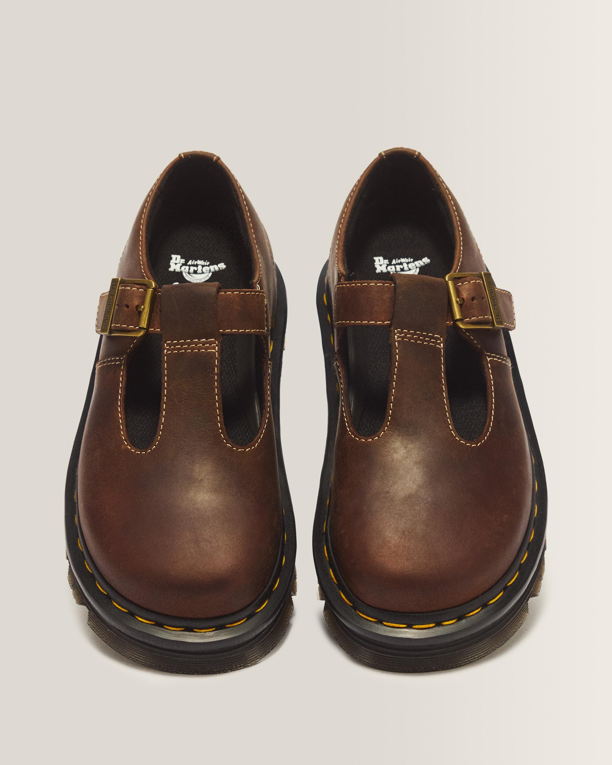 Zebzag Crazy Horse Leather Mary Jane Shoes in Dark Brown