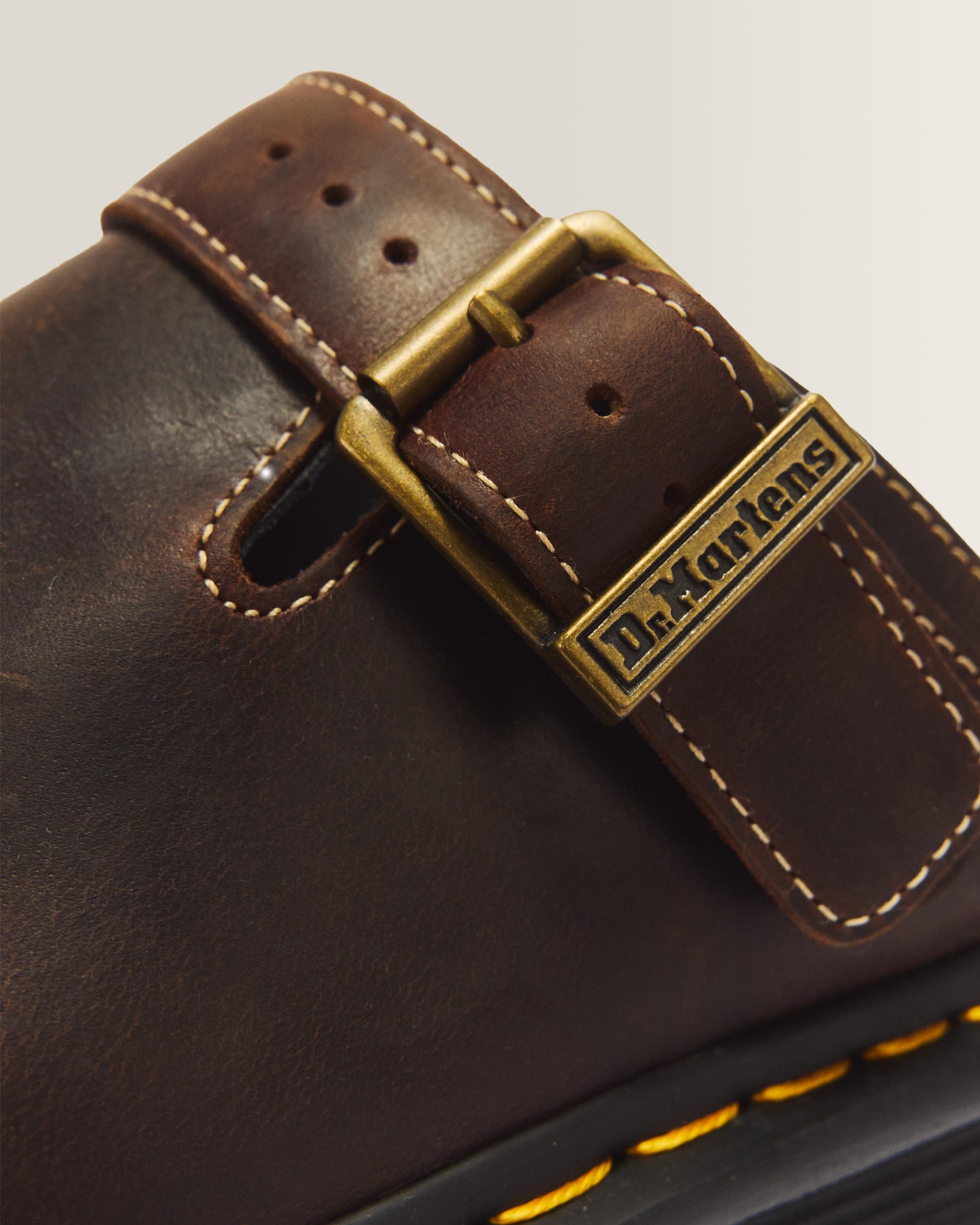 Zebzag Crazy Horse Leather Mules in Dark Brown