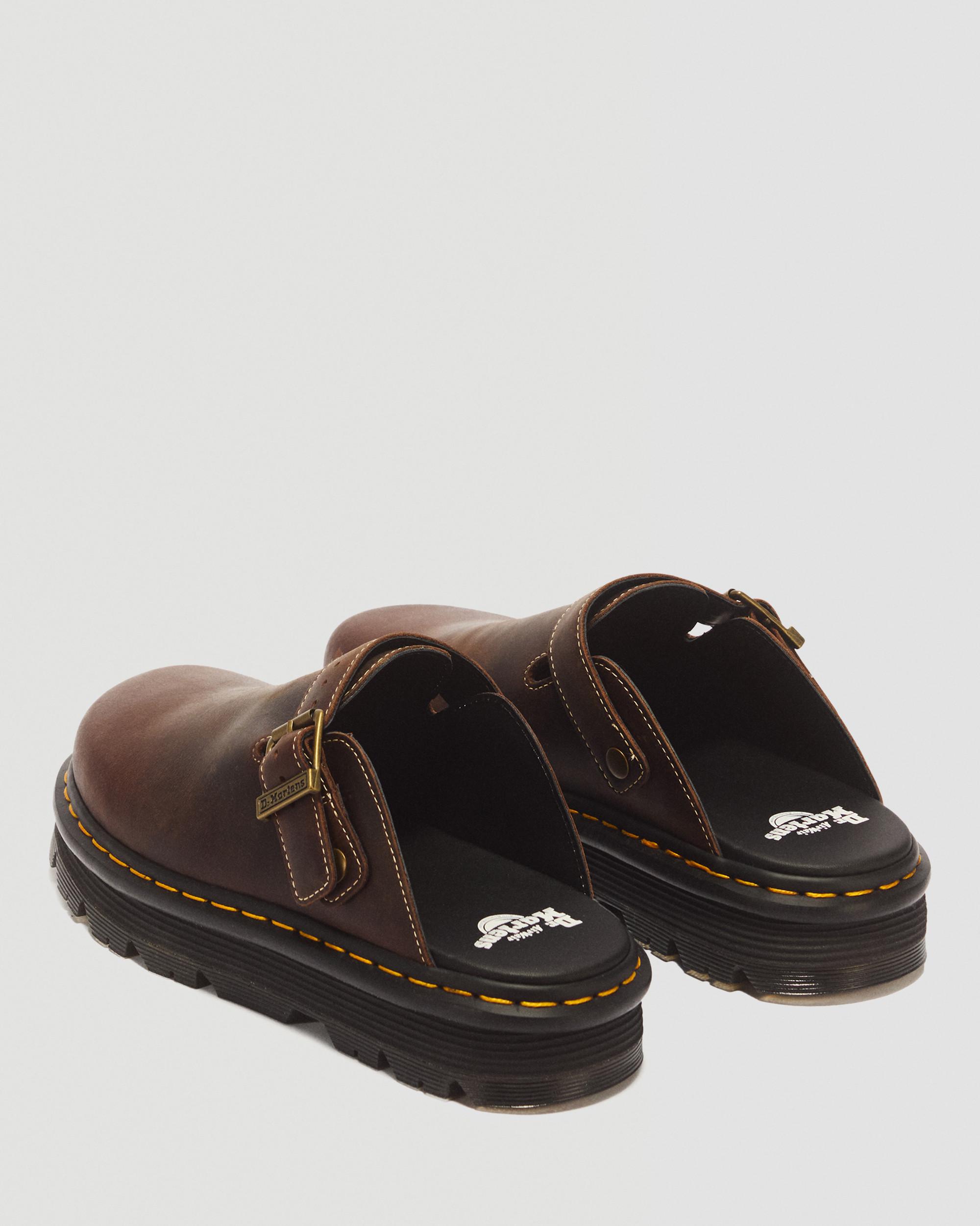 Zebzag Crazy Horse Leather Mules in Dark Brown