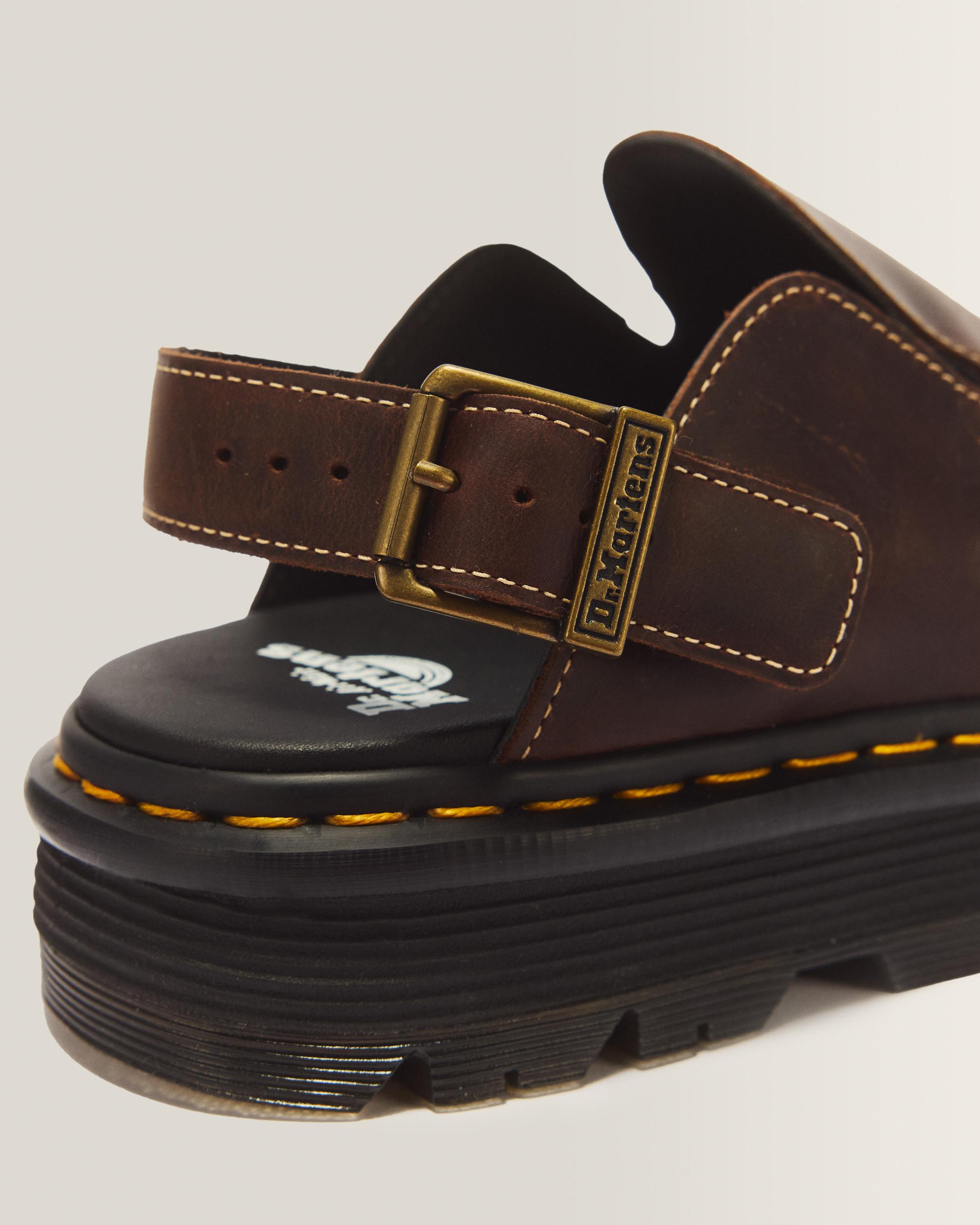 Zebzag Crazy Horse Leather Mules in Dark Brown