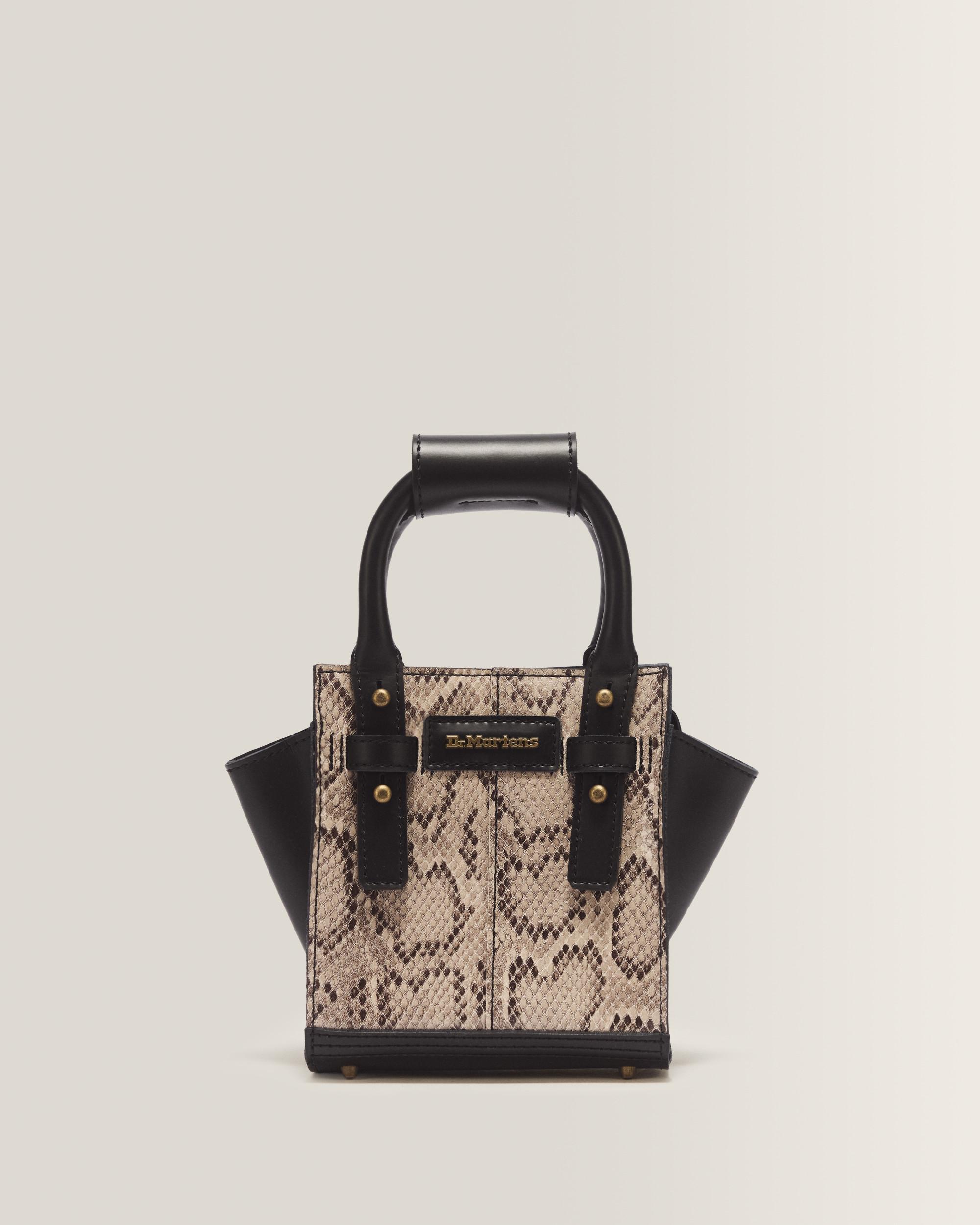 Dr. Martens Xsmall Leren Tote Bag Met Slangenprint in Crème