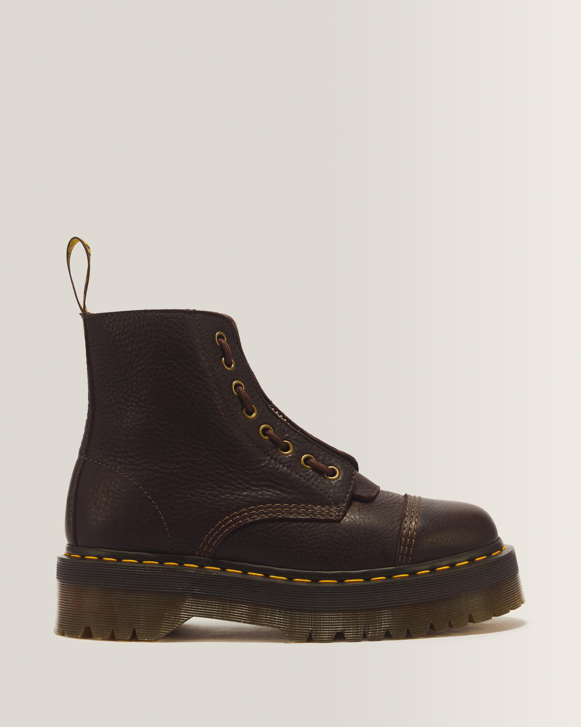 Sinclair Ambassador Leather Platform Boots in Dark Brown