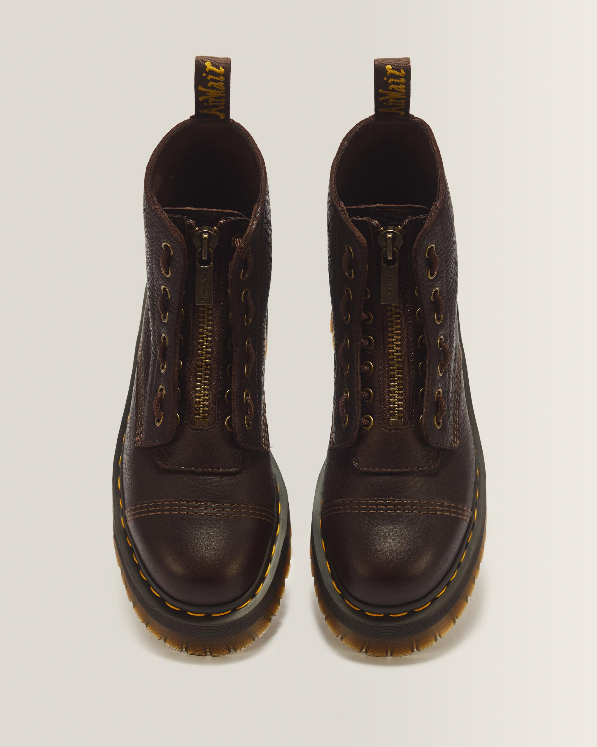 Sinclair Ambassador Leather Platform Boots in Dark Brown