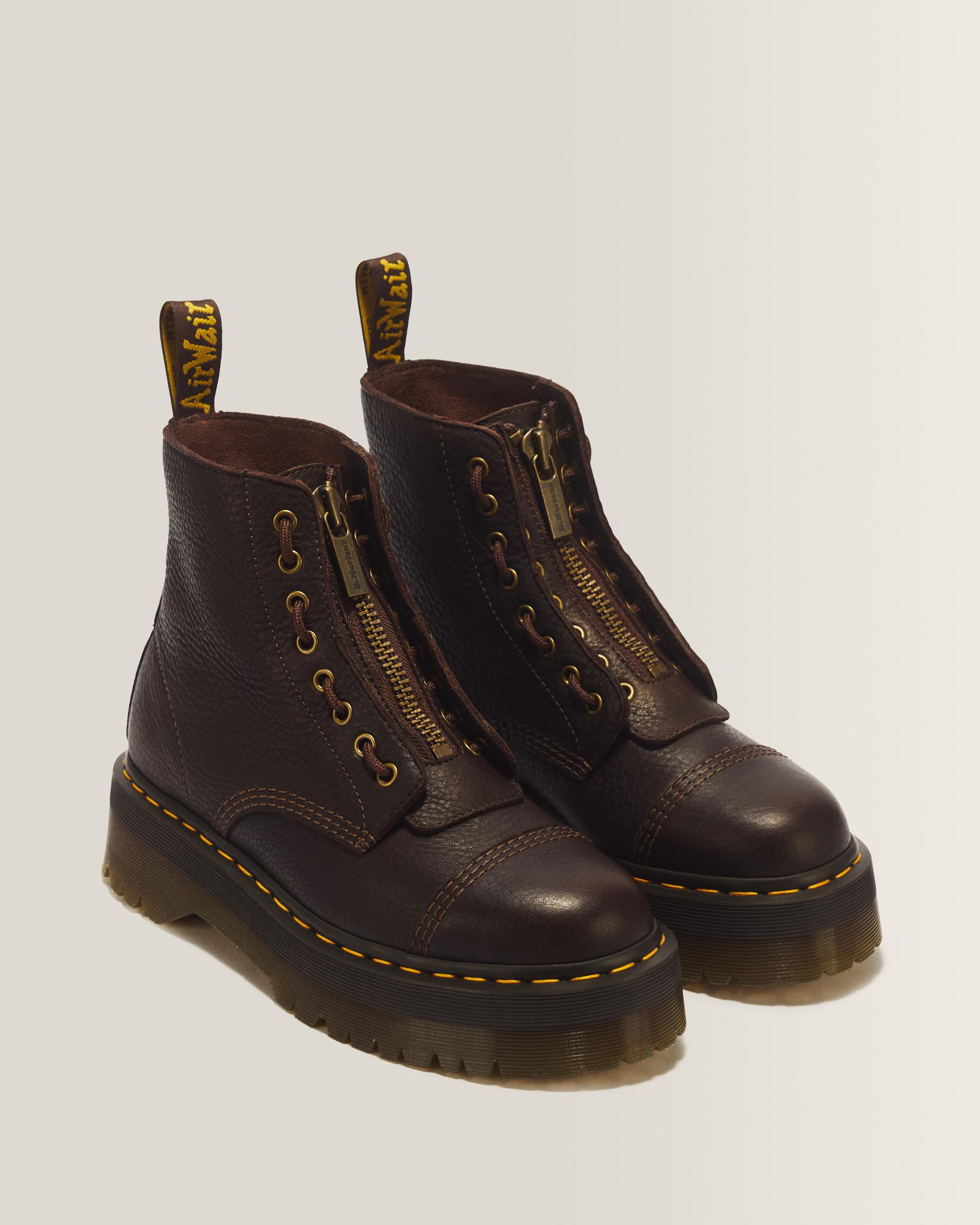 Sinclair Ambassador Leather Platform Boots in Dark Brown
