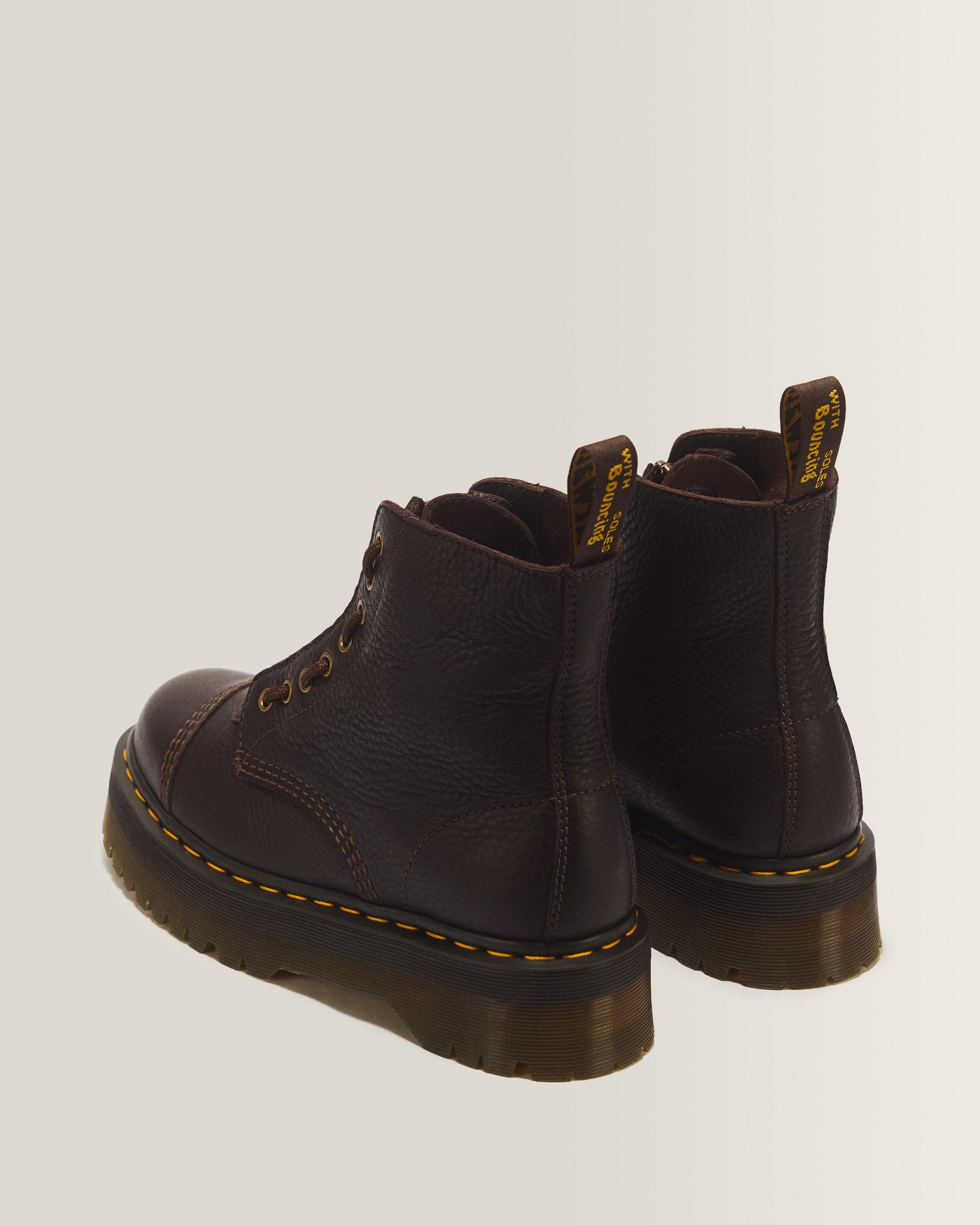 Sinclair Ambassador Leather Platform Boots in Dark Brown