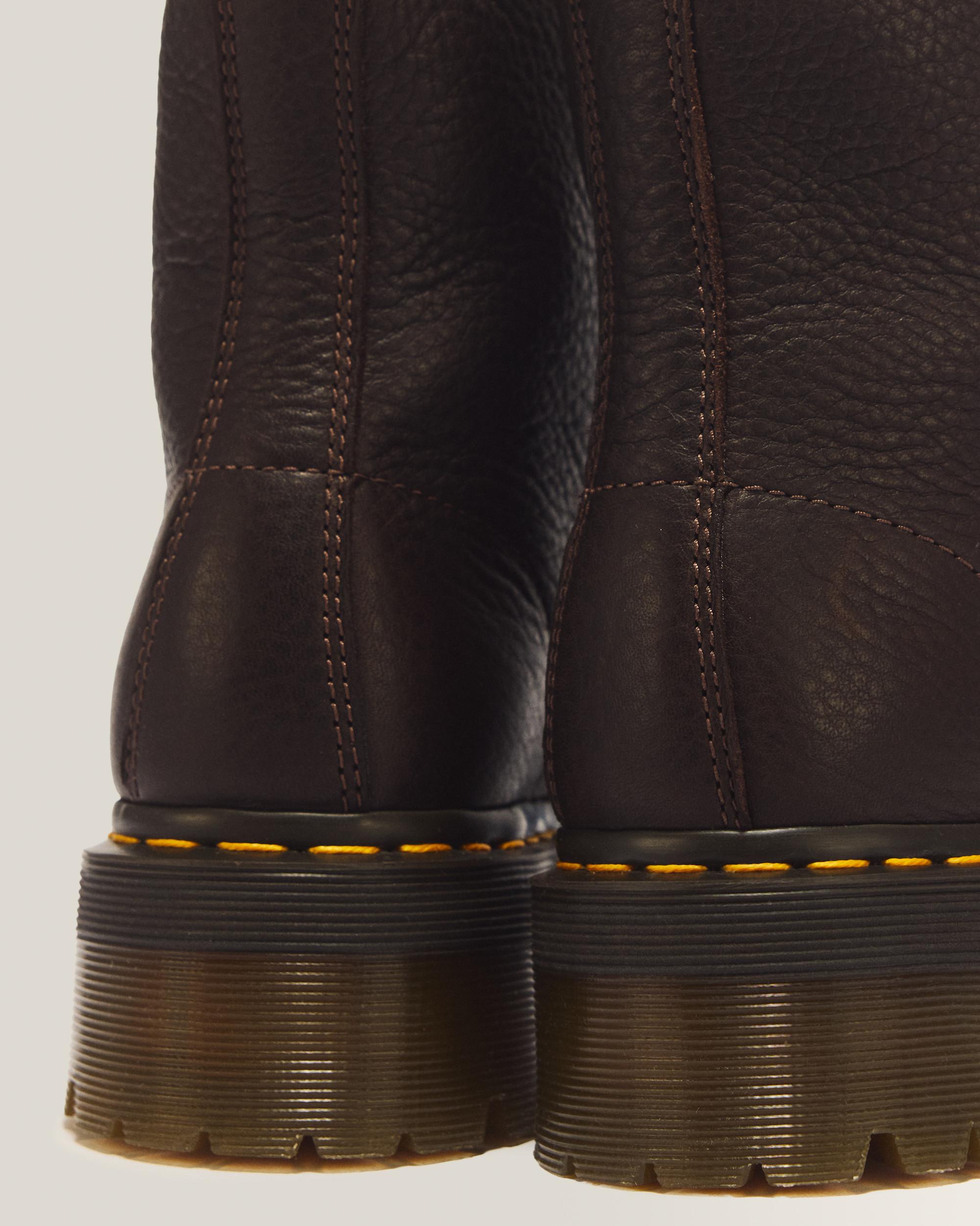 Sinclair Ambassador Leather Platform Boots in Dark Brown