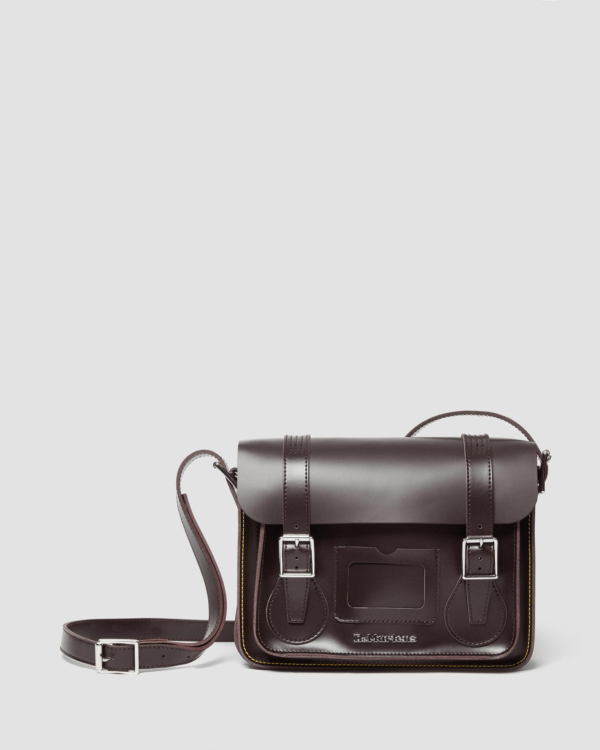 11 inch Leather Messenger Bag in Black