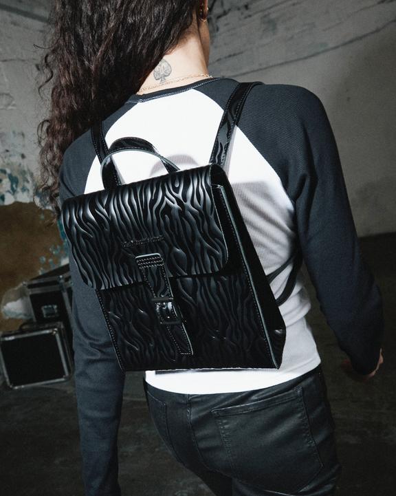 Mini BackpackZainetto nero Zebra Gloss Emboss Smooth Dr. Martens