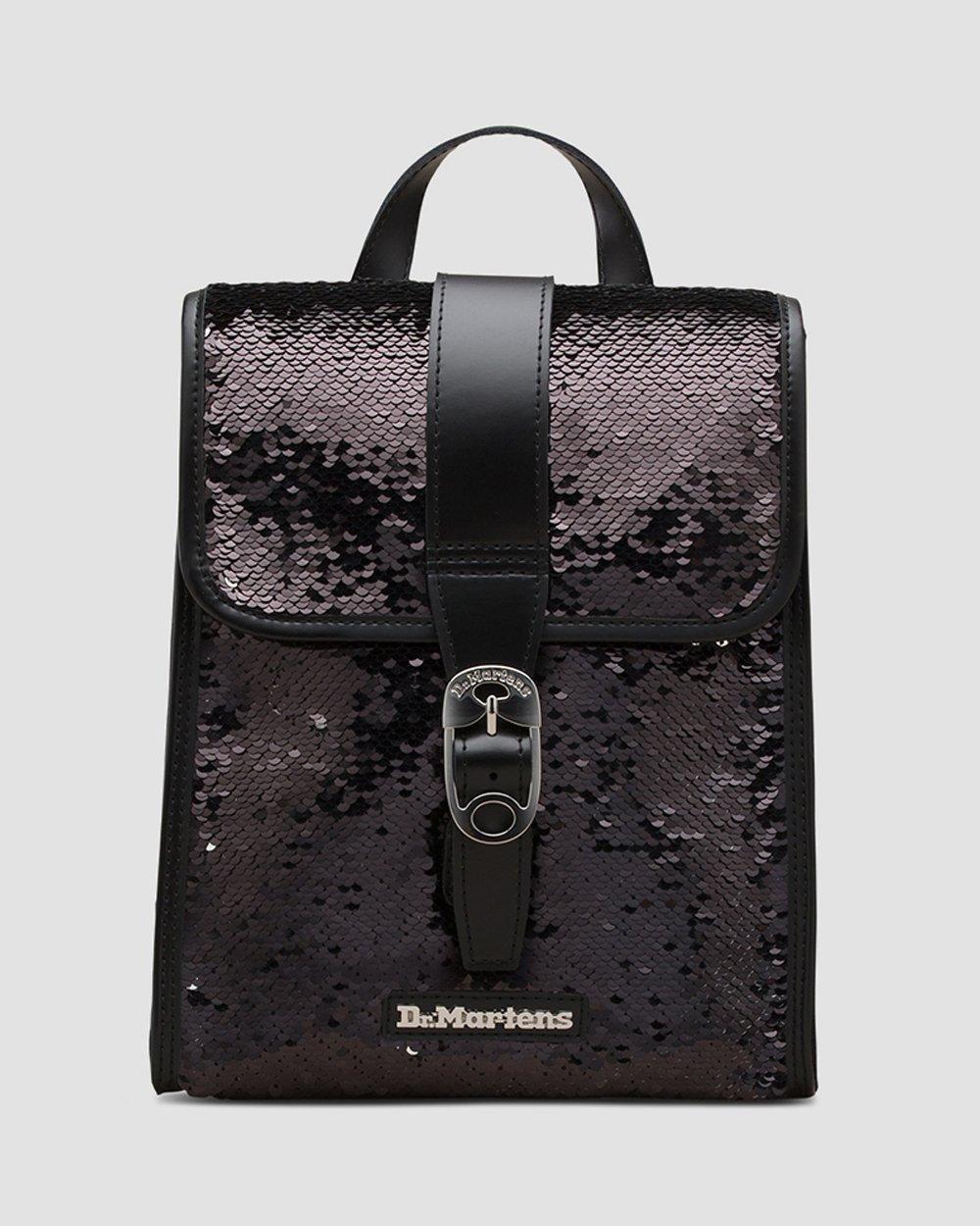 Mini Sequin Leather Backpack in Black | Dr. Martens