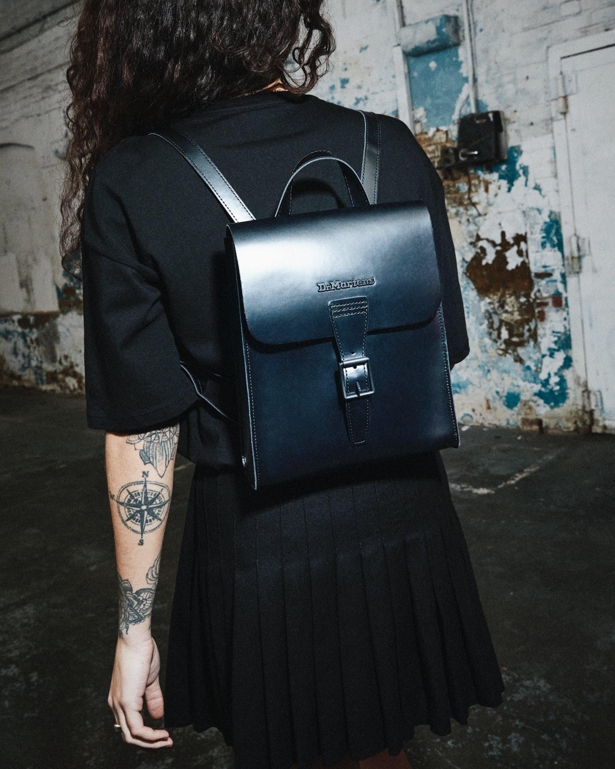 Kiev Smooth Leather Mini Backpack, Black