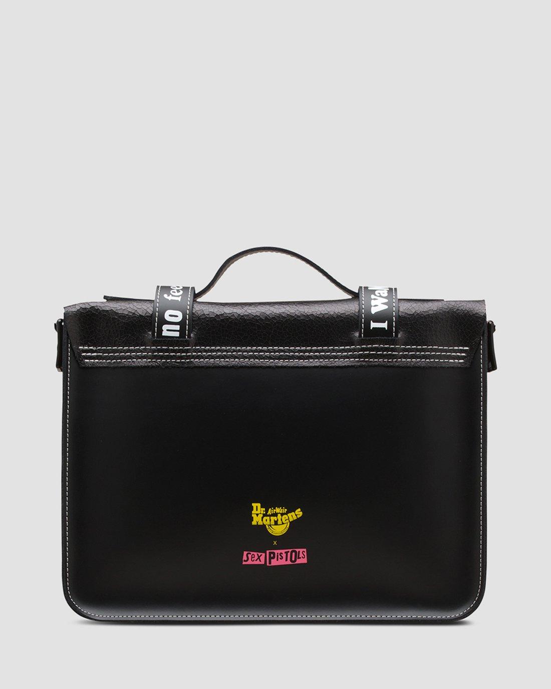 希少✨Dr. Martens x Sex Pistols サッチェルバッグ 13 Inch Sex Pistols Leather Satchel in BLACK/WHITE+BLACK | Dr