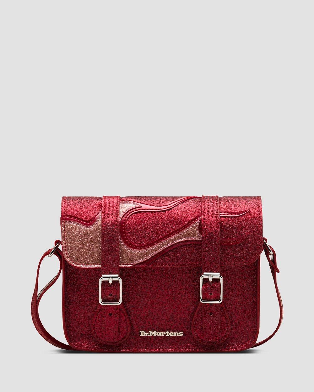 7 Inch Glitter Satchel in Red+Pink+Red | Dr. Martens