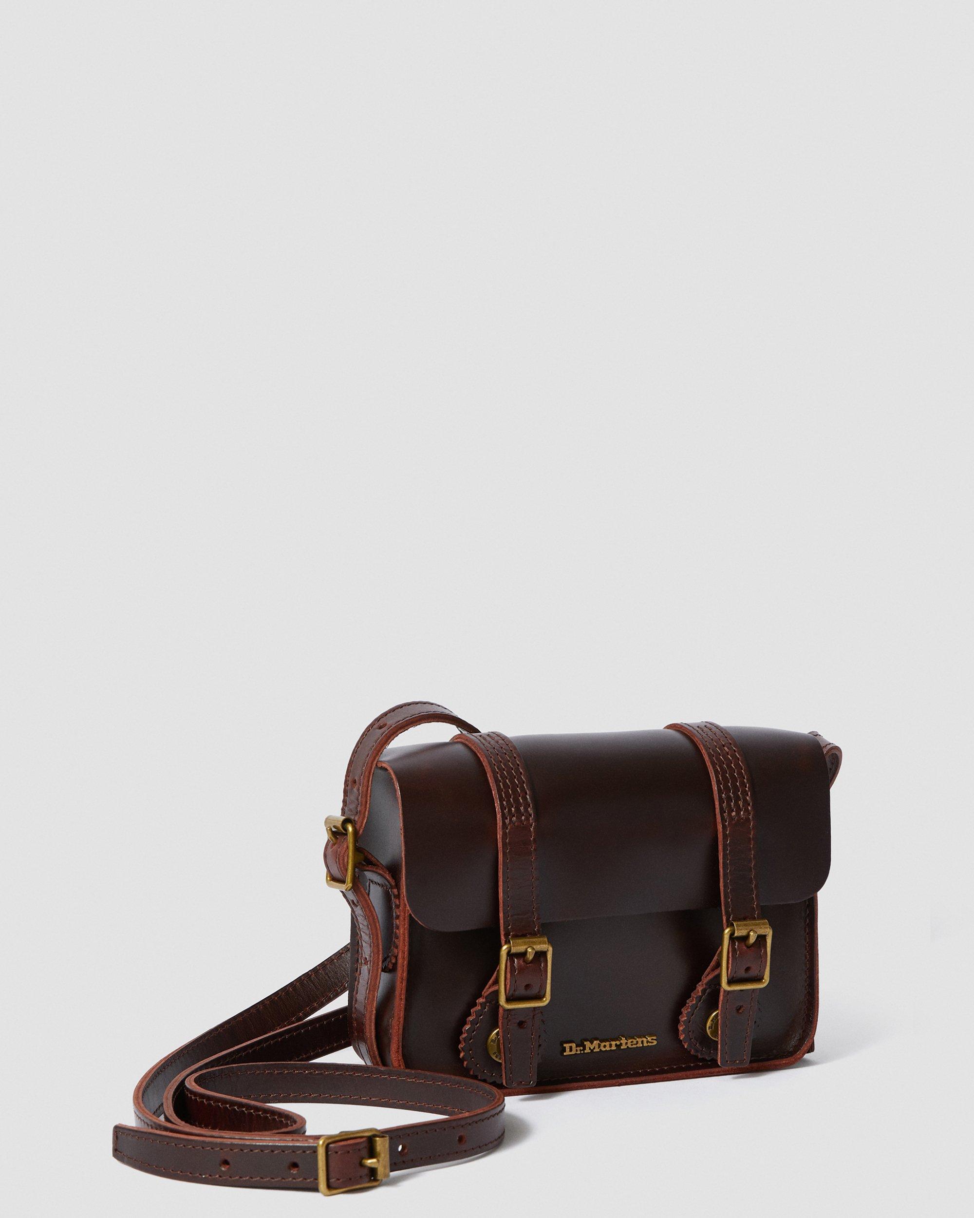 7 INCH LEATHER SATCHEL, Brown