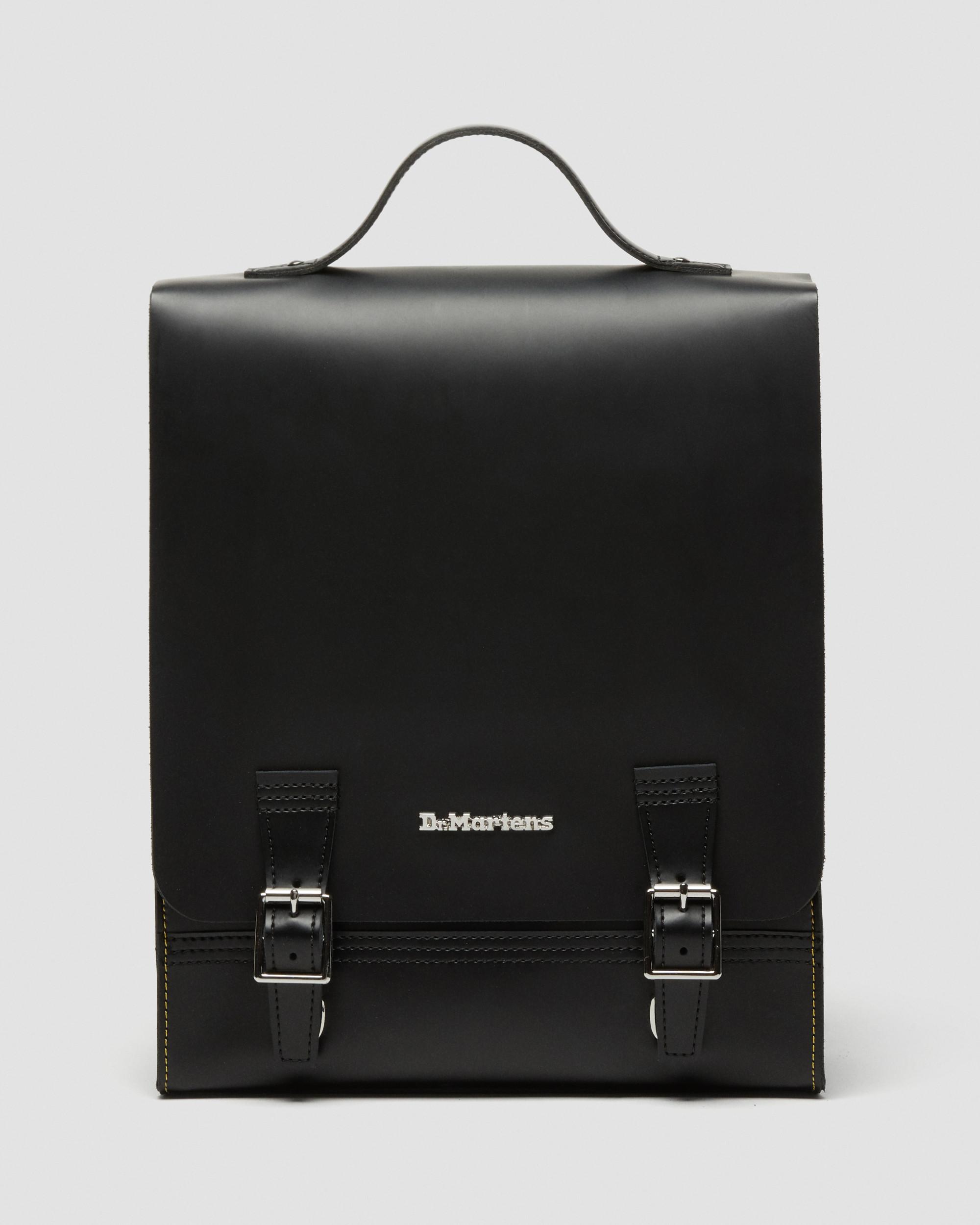 Leather Box Backpack in Black