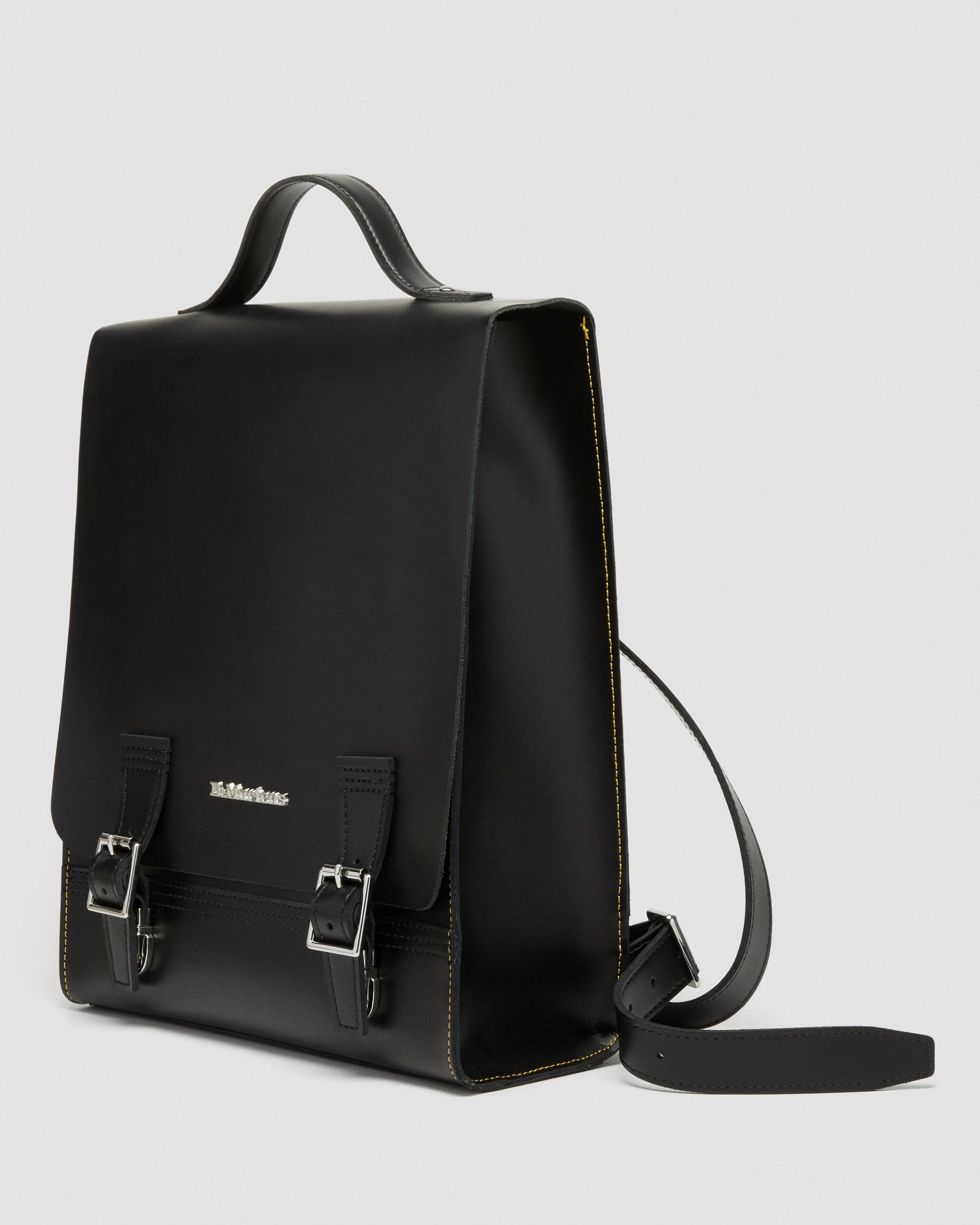Kiev Leather Box Laptop Backpack in Black
