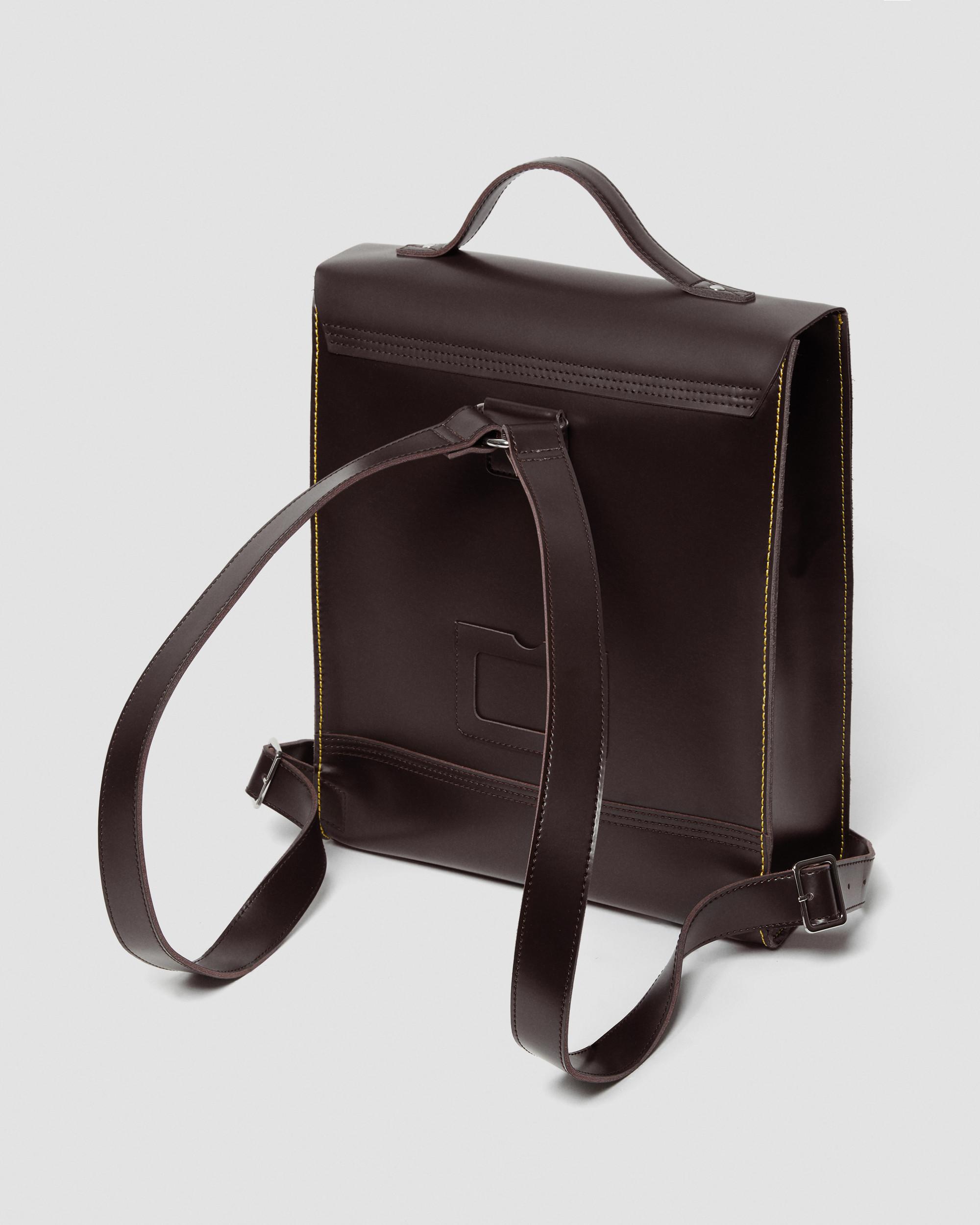 Kiev Leather Box Laptop Backpack in Burgundy | Dr. Martens
