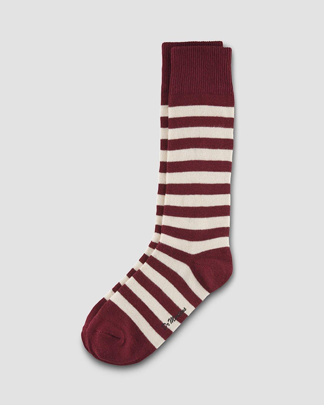 Thin Stripe Short Sock in Oxblood+Ecru