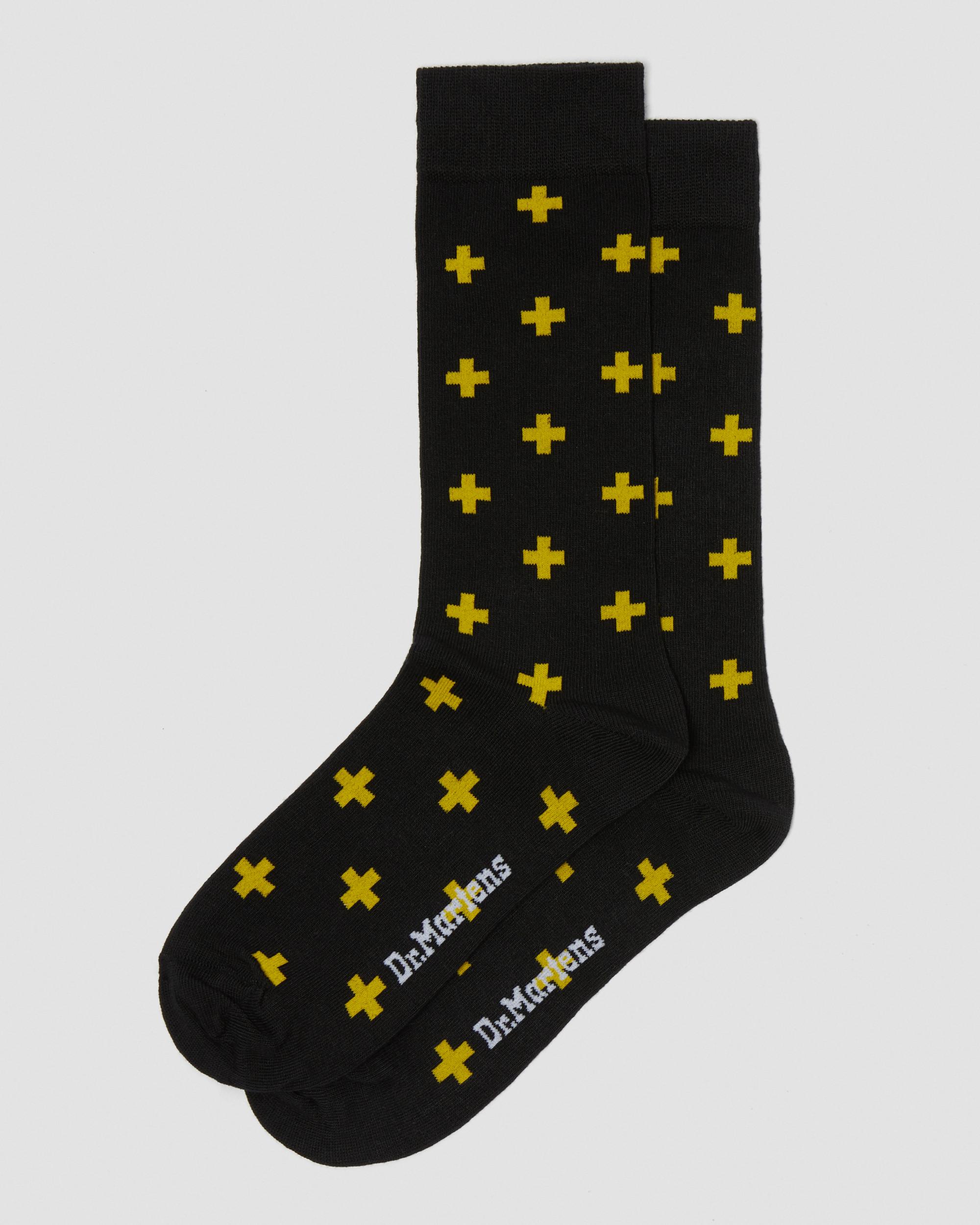 Docs Cross Logo Organic Cotton Blend Socks in Black+Yellow