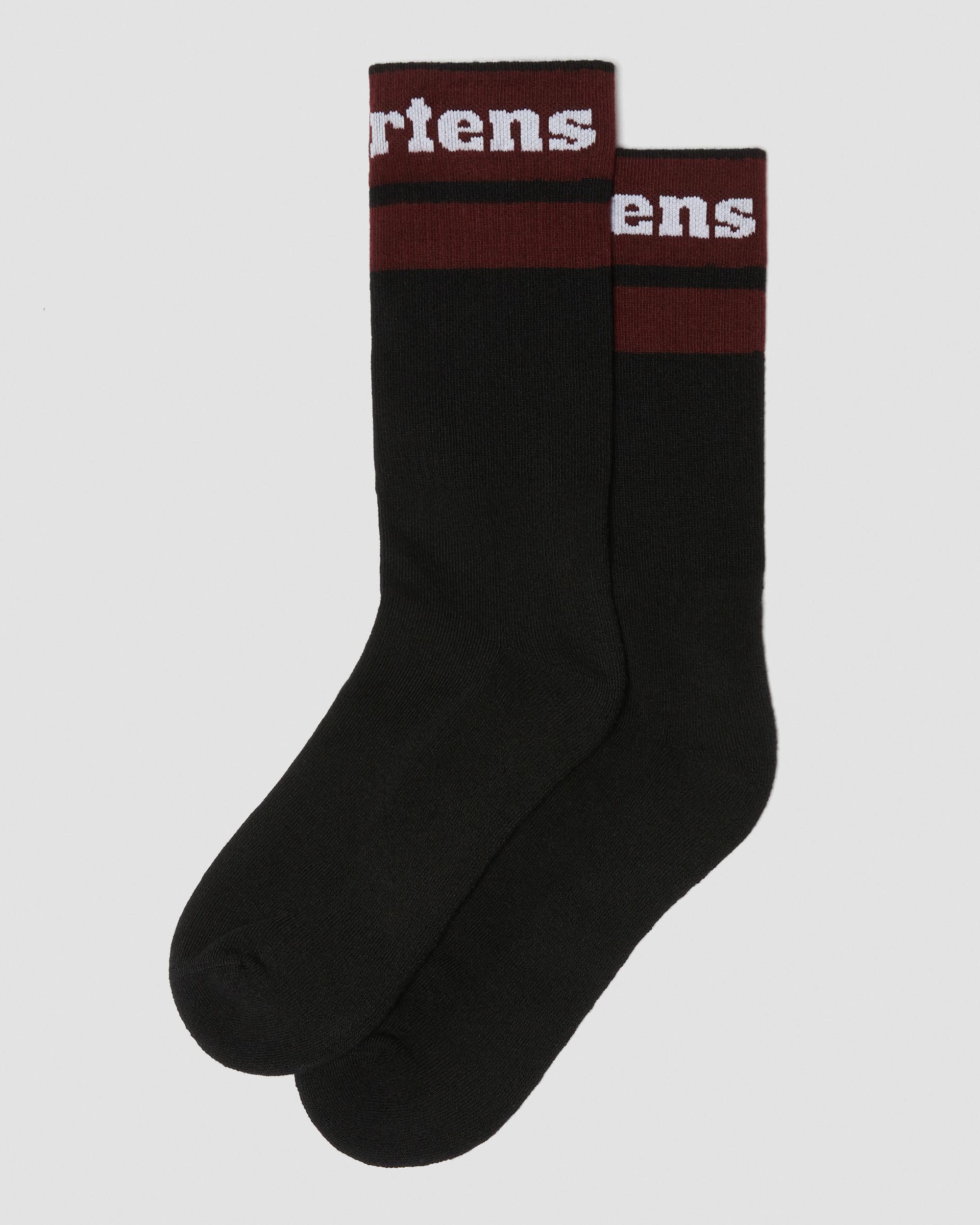 Athletic Logo Organic Cotton Blend Socks in Black+Cherry Red+White