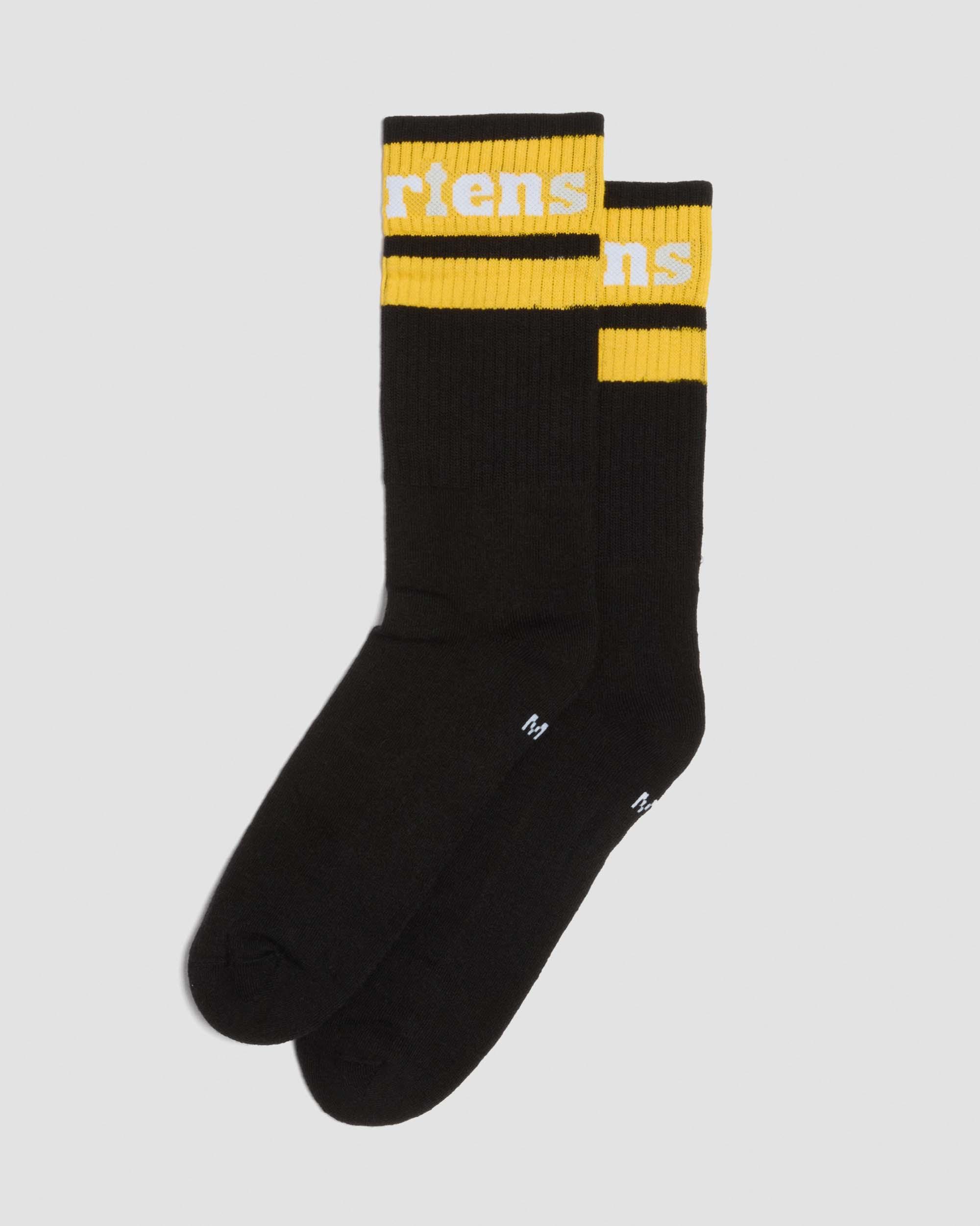 Athletic Logo Organic Cotton Blend Socks in Black+White+Yellow