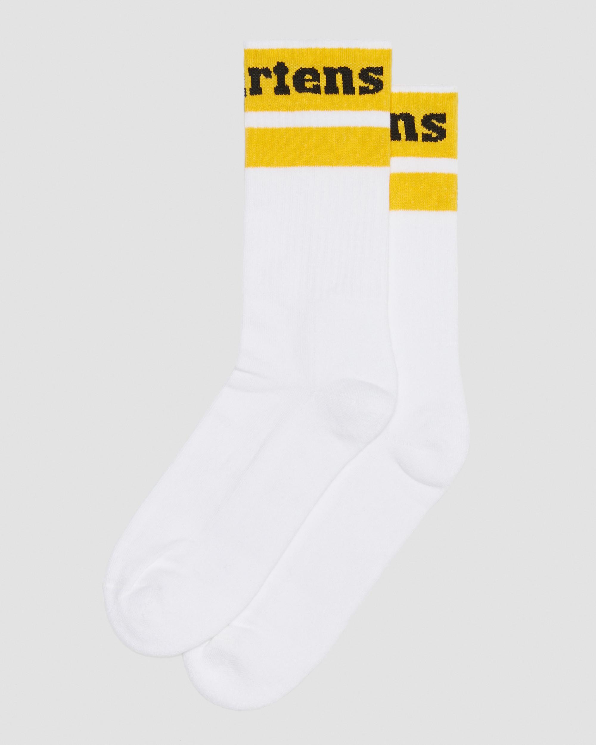 Athletic Logo Organic Cotton Blend Socks in White+Yellow