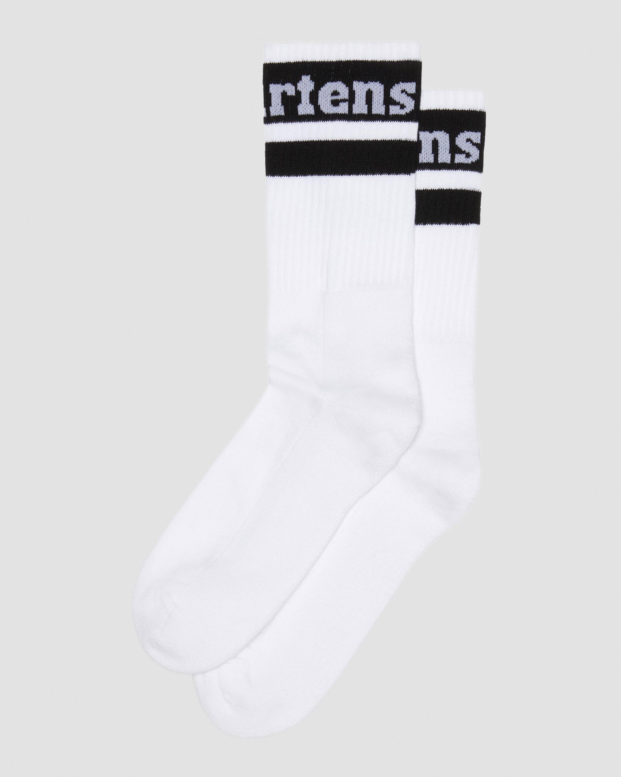 Athletic Logo Organic Cotton Blend Socks in White+Black