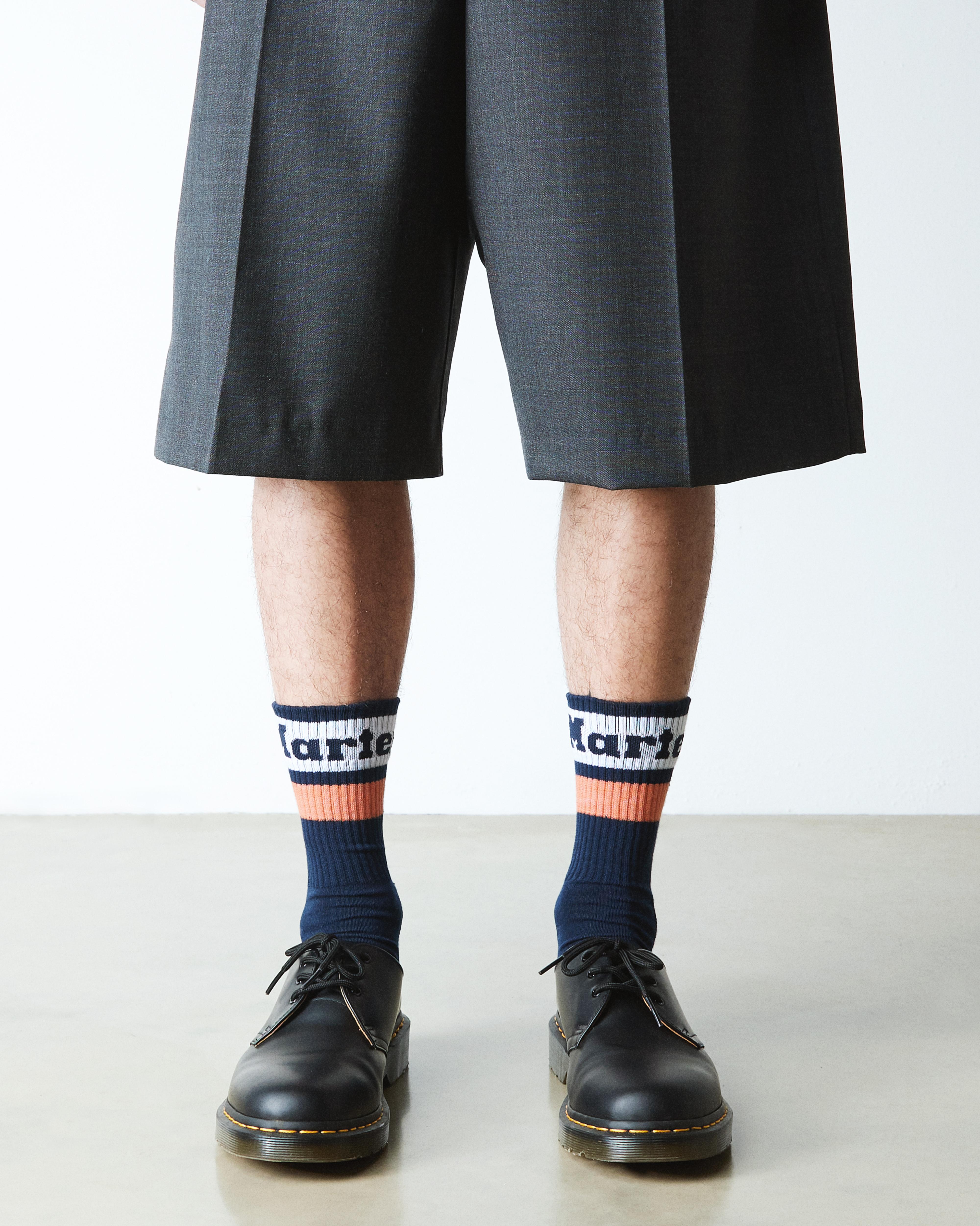 Athletic Logo Organic Cotton Blend Socks in Navy