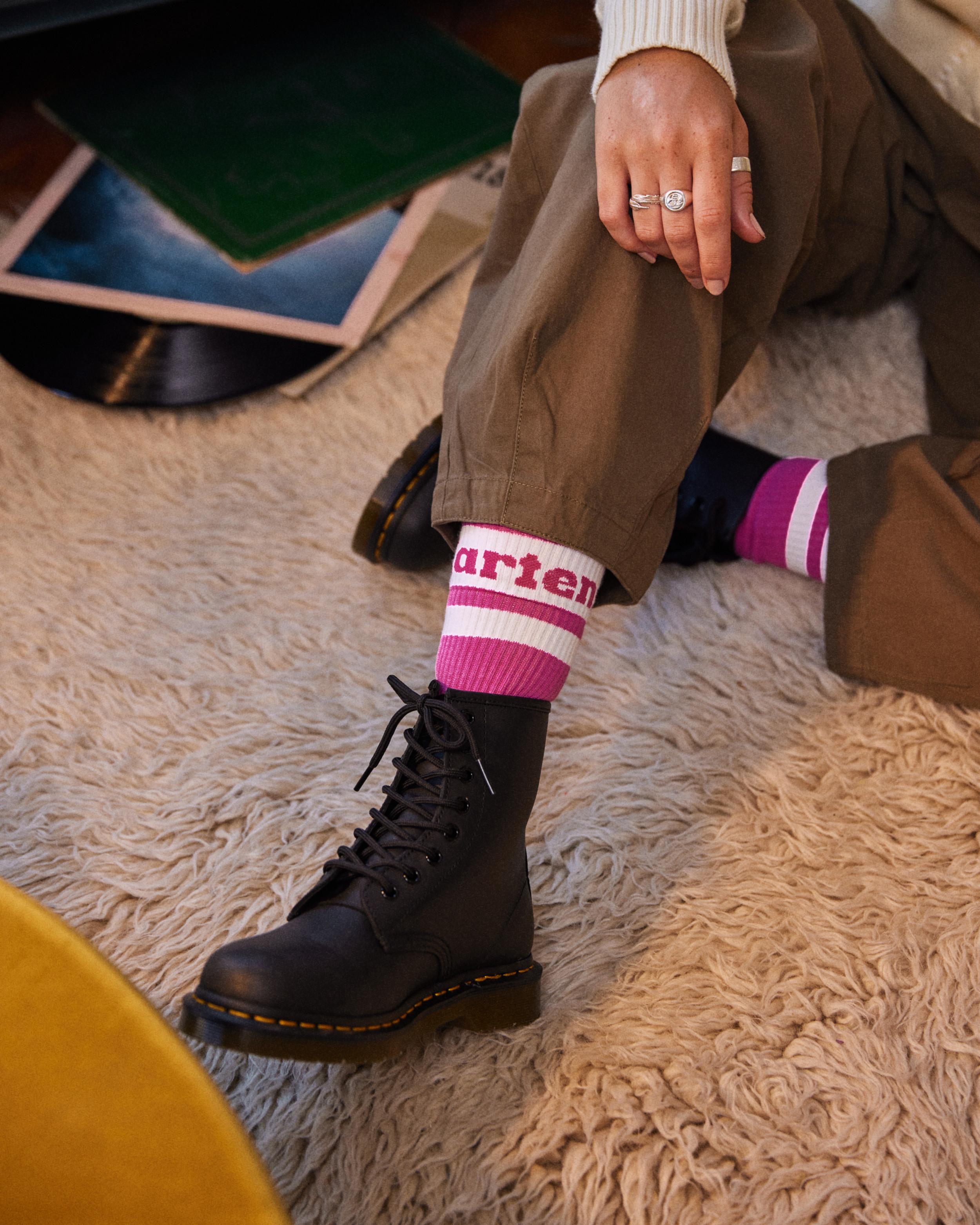 Athletic Logo Organic Cotton Blend Socks in Thrift Pink | Dr. Martens