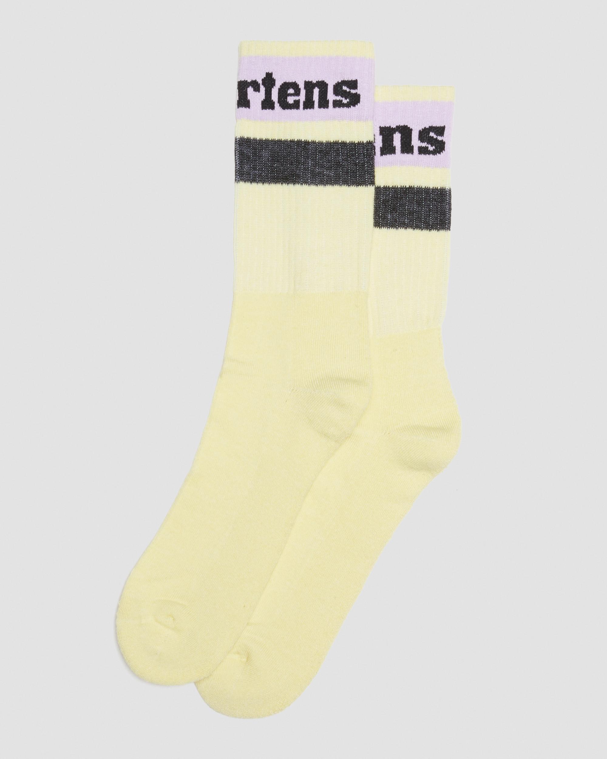 Athletic Logo Organic Cotton Blend Socks in Black+White+Yellow