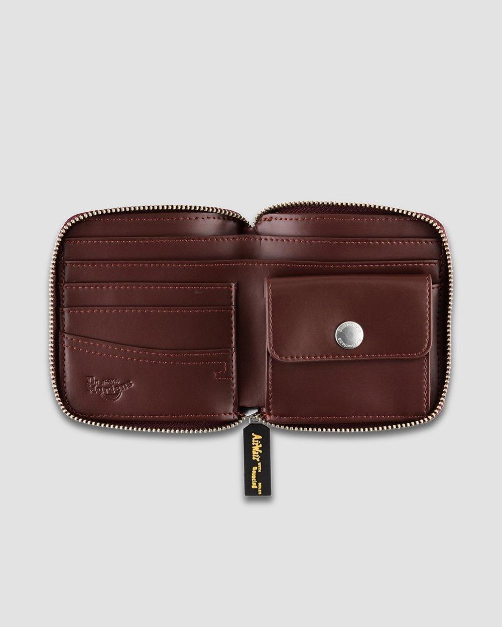 Kiev Leather Zip Wallet in CHERRY RED | Dr. Martens™
