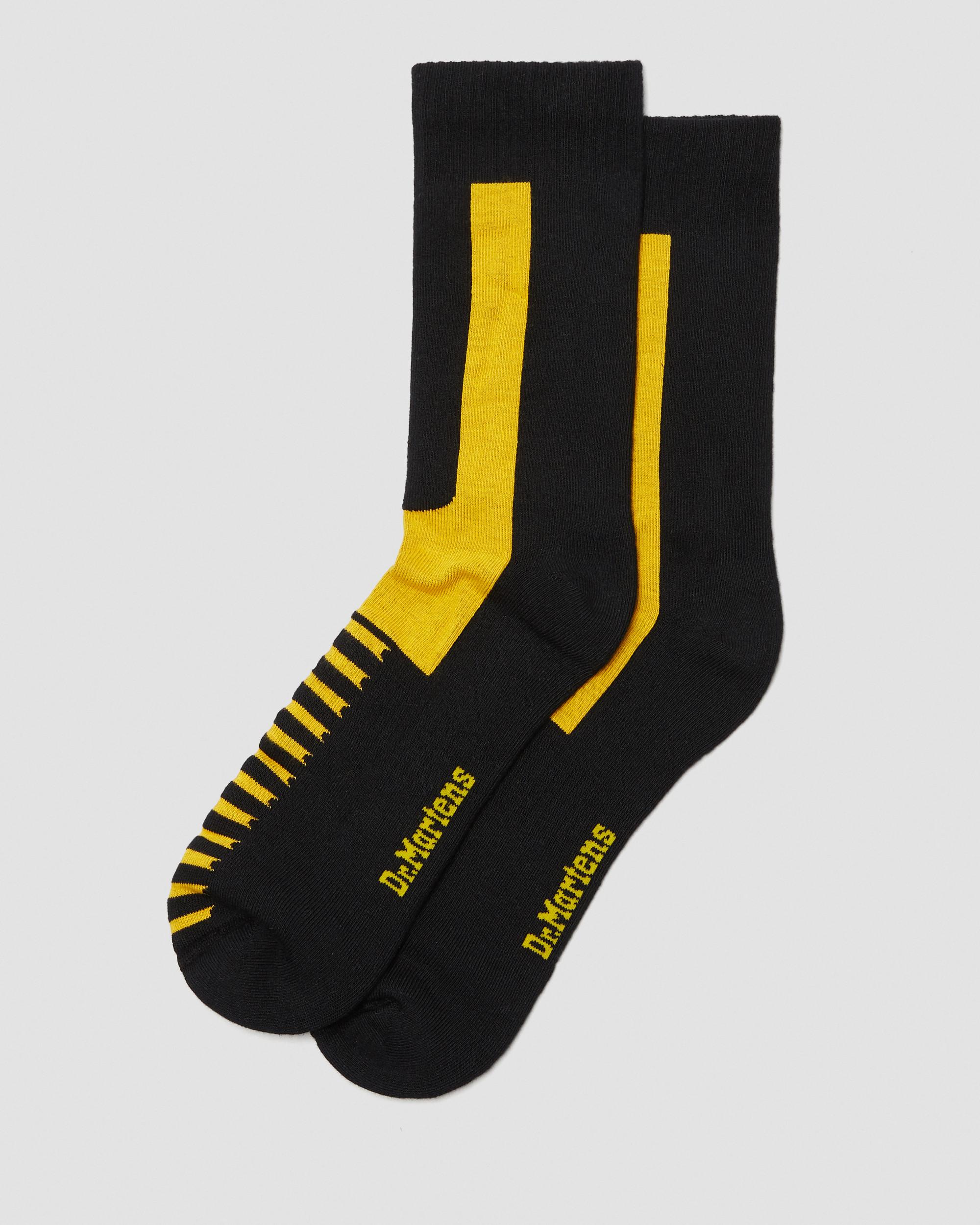 Double Doc Organic Cotton Blend Socks in Black+Yellow