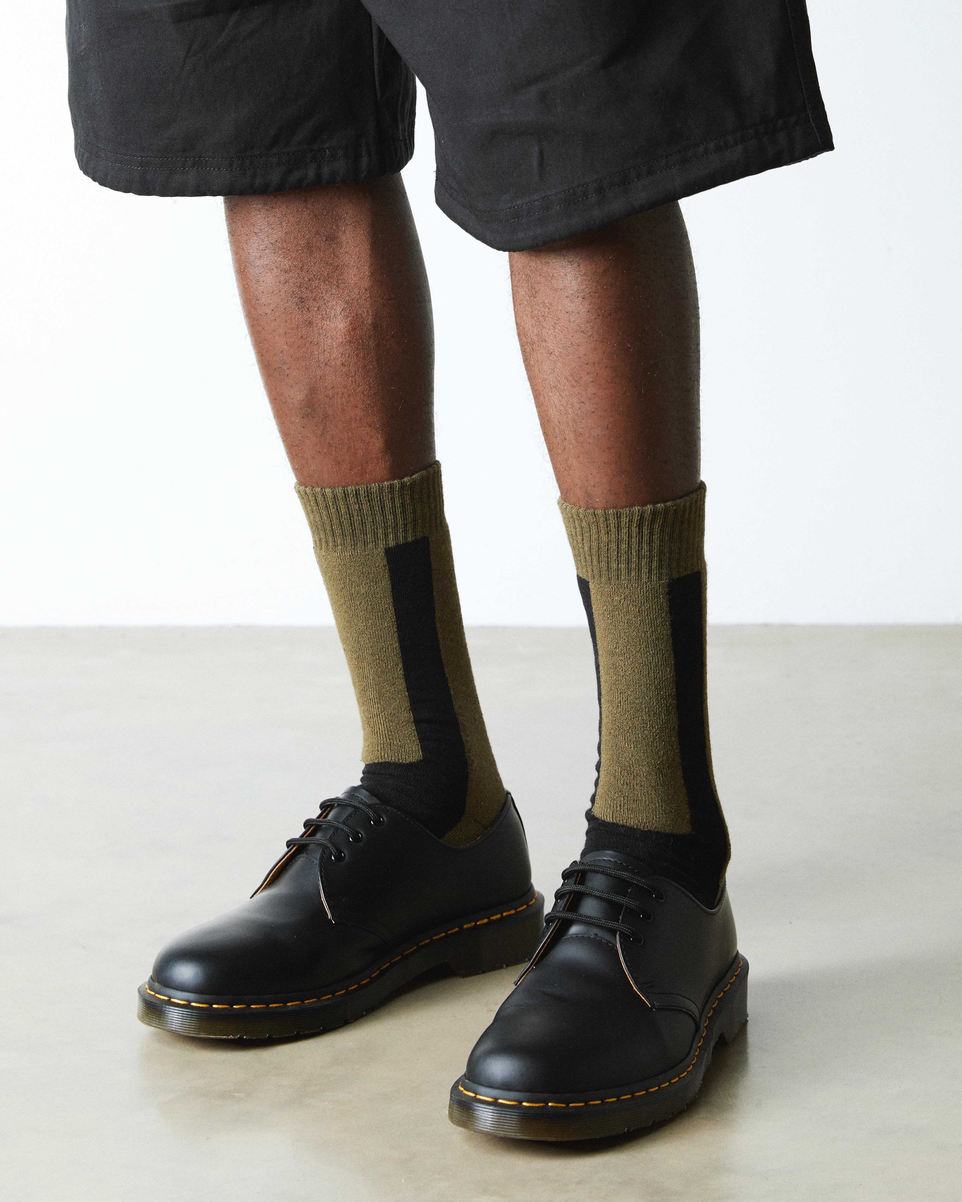 Double Doc Organic Cotton Blend Socks in Olive