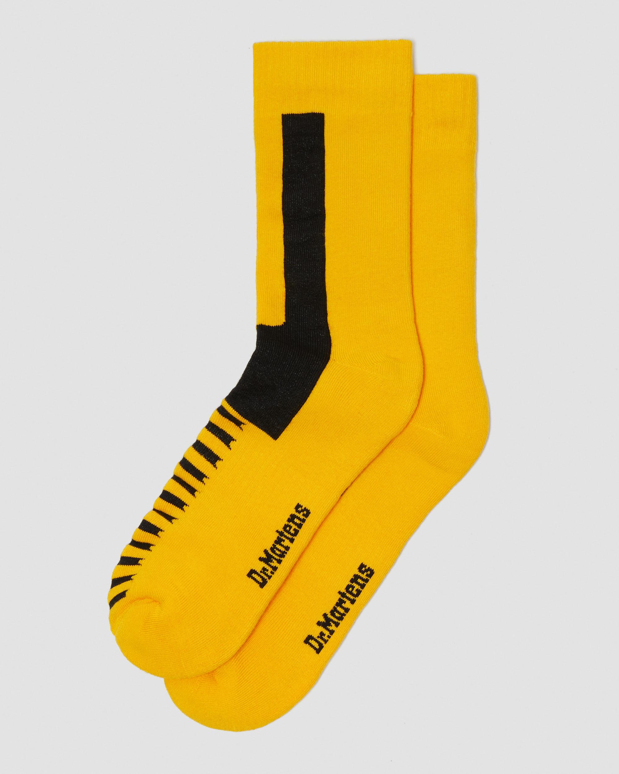 Double Doc Cotton Blend Socks in Black+Yellow