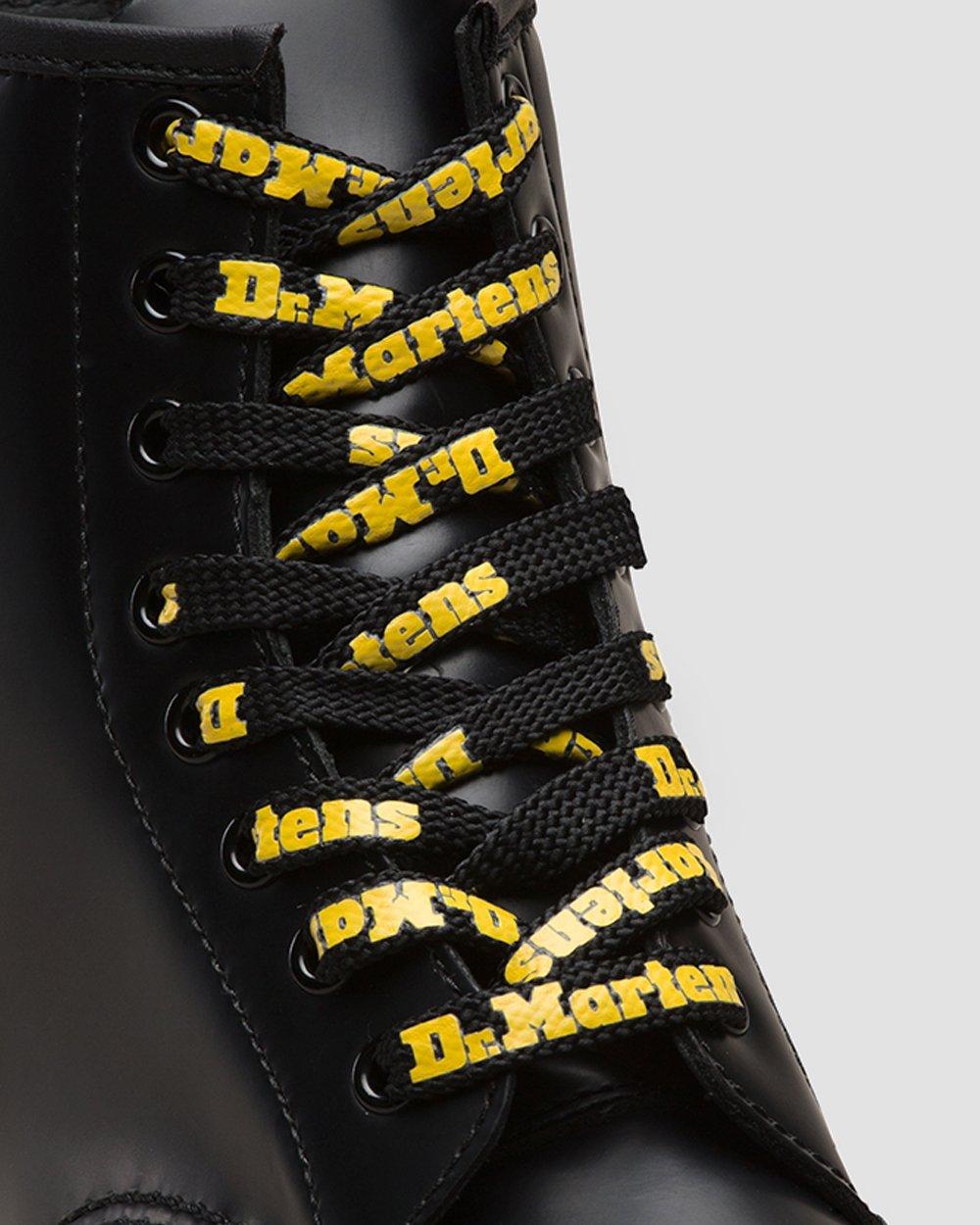 140cm Flat Shoe Laces (8-10 Eye) in Black+Yellow