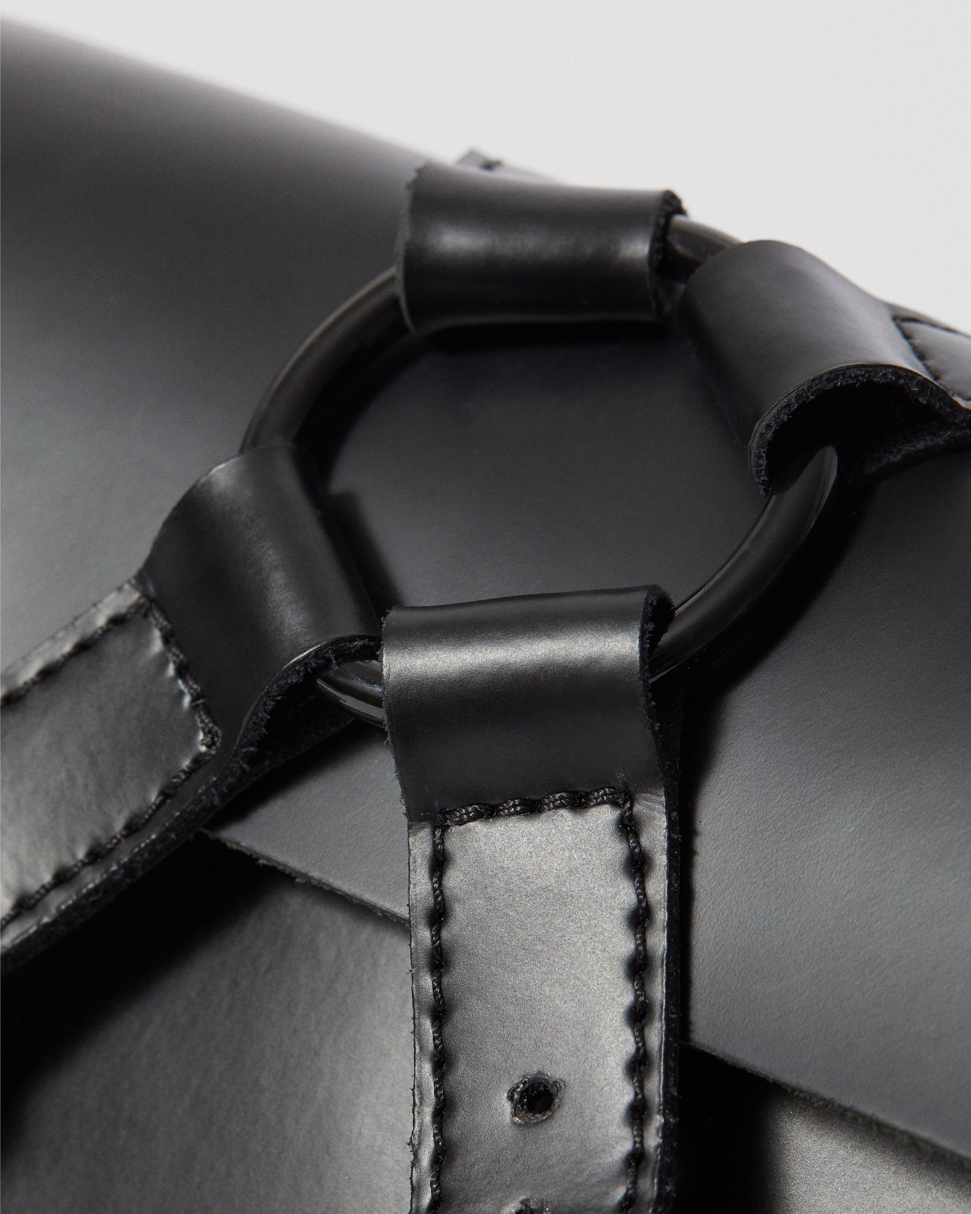 BUCKLE 7 INCH LEATHER SATCHEL in Black