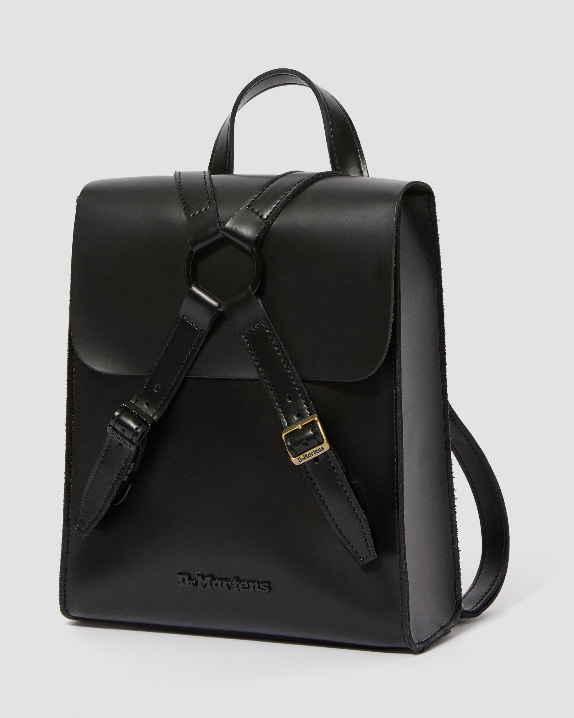 BUCKLE LEATHER MINI BACKPACK in Black