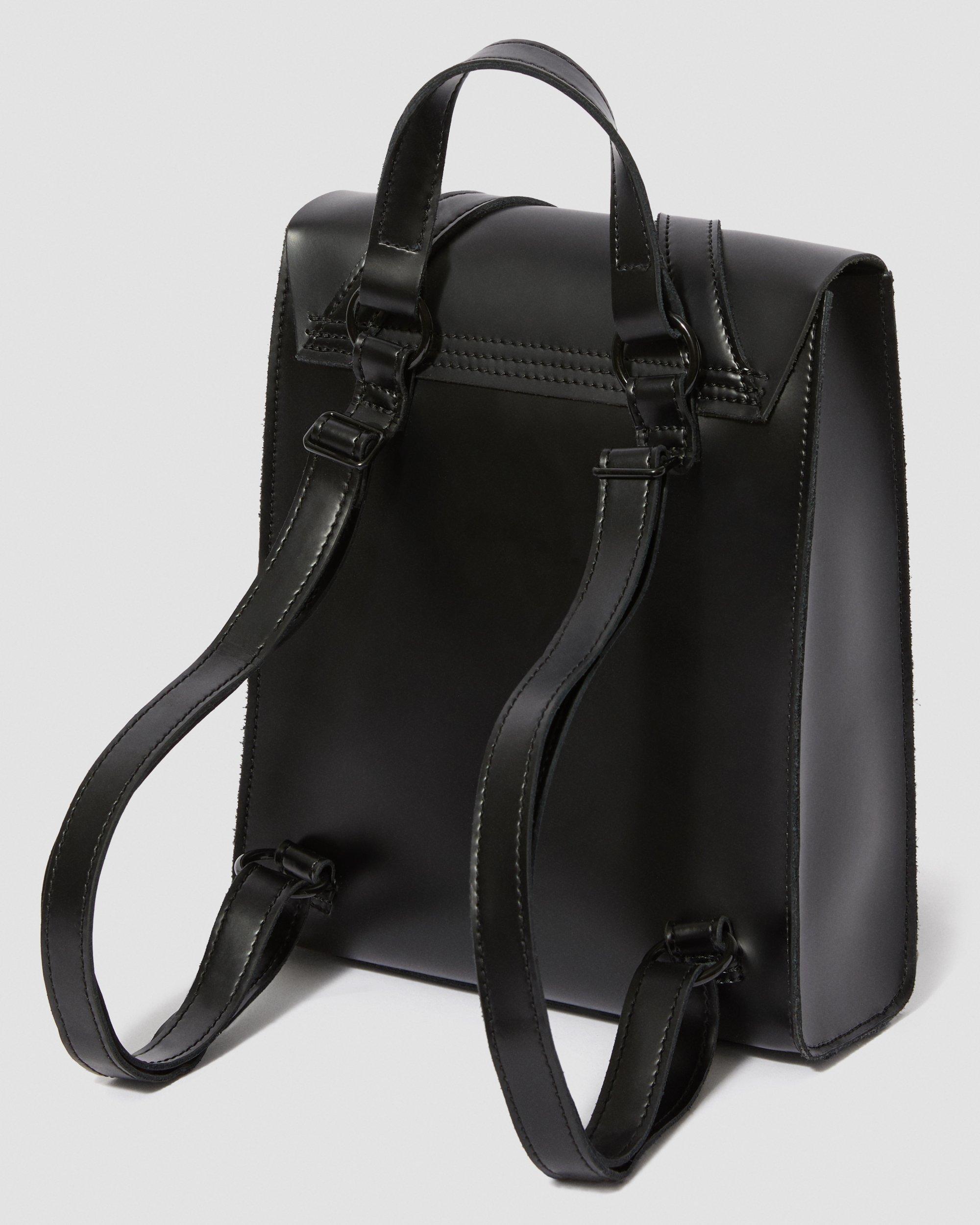 BUCKLE LEATHER MINI BACKPACK in Black