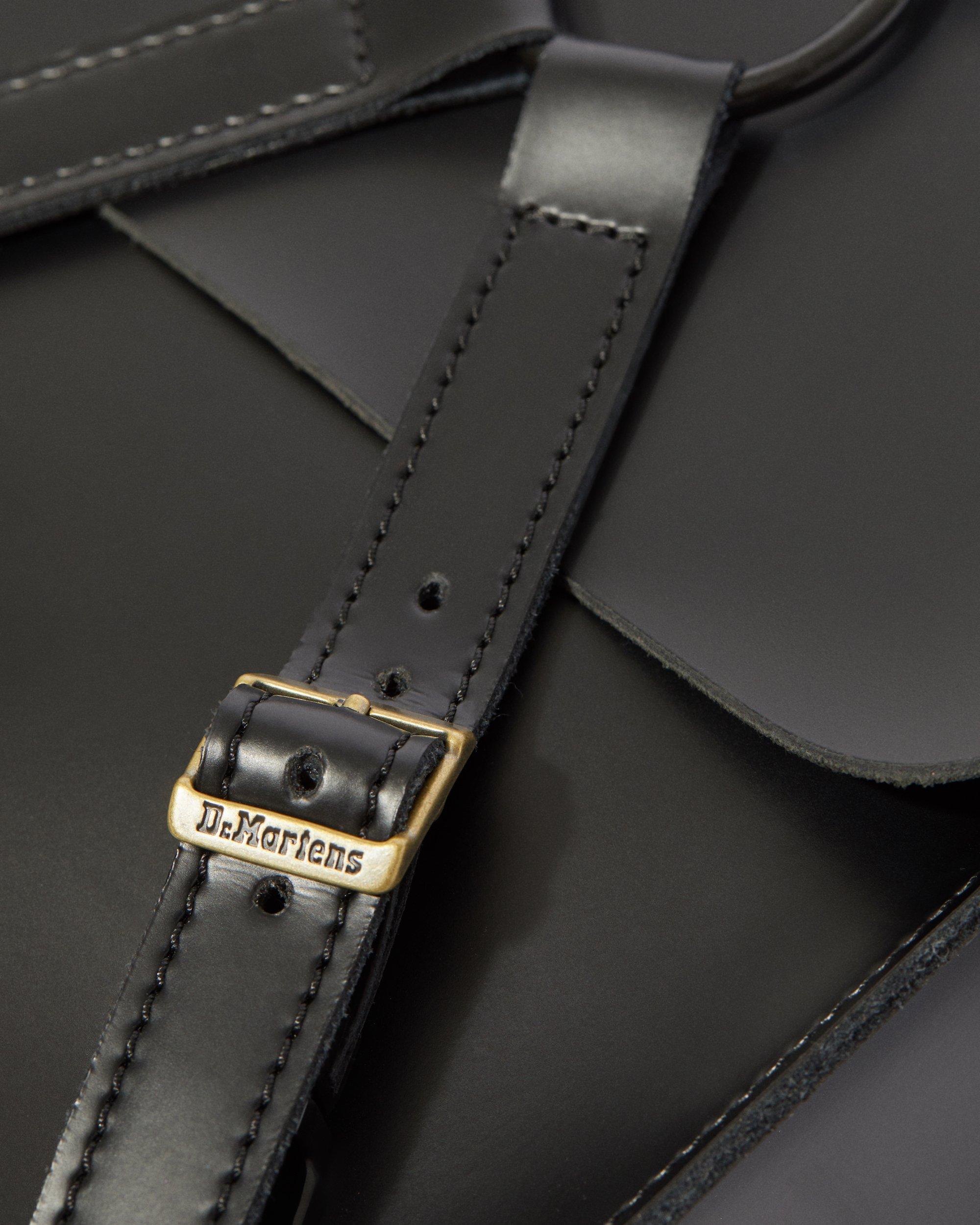 Mini Leather Buckle Backpack in Black