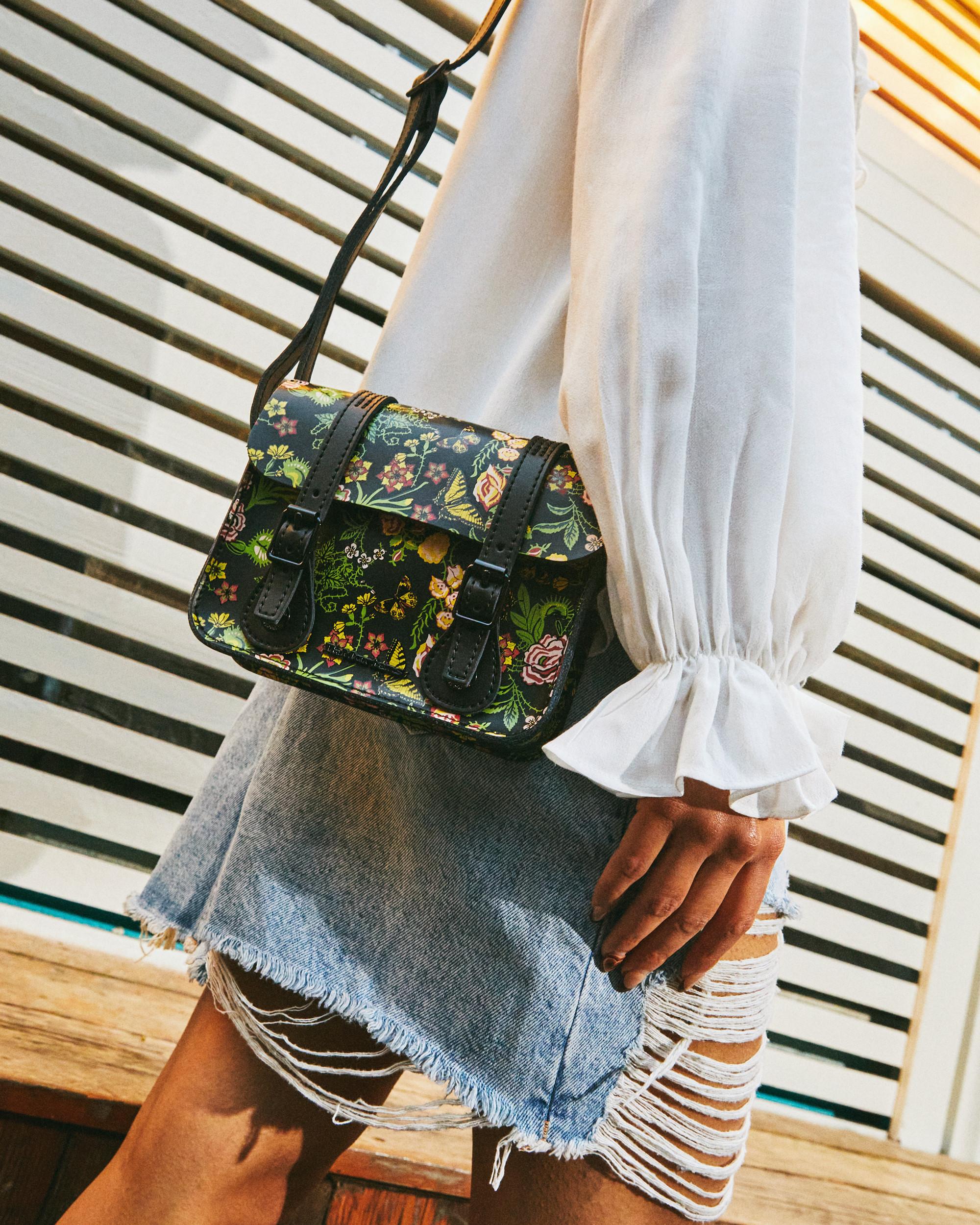 7 inch Floral Leather Crossbody Bag