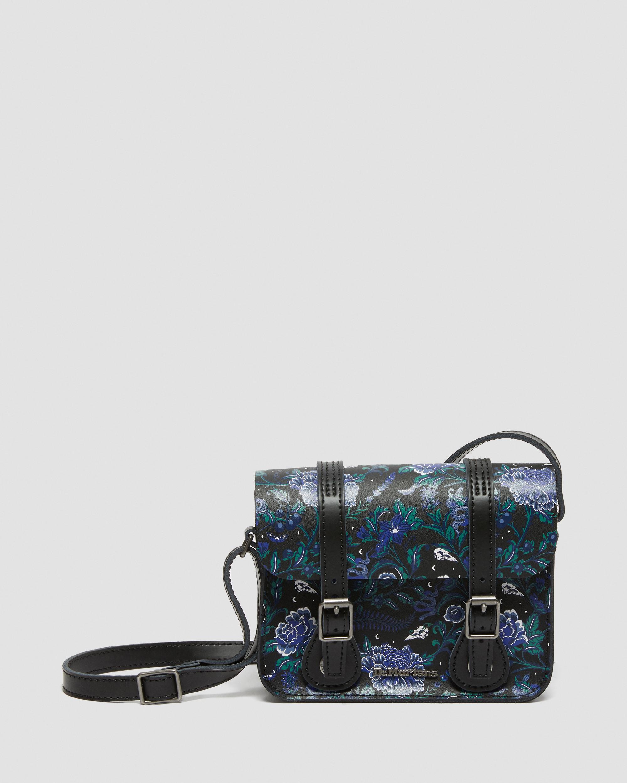 7 Inch Floral Leather Crossbody Bag in BLACK | Dr. Martens™
