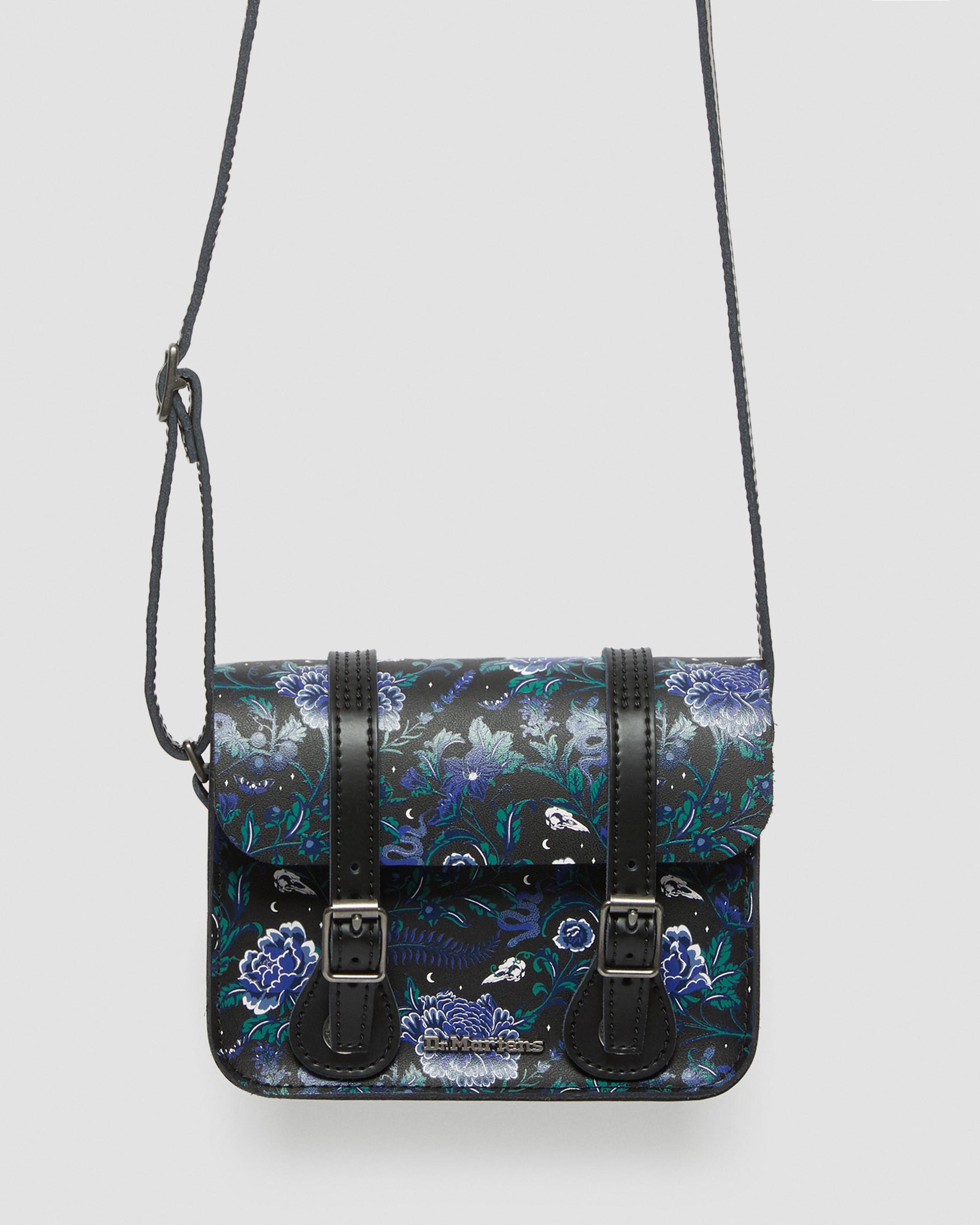 7 Inch Floral Leather Crossbody Bag in BLACK | Dr. Martens™