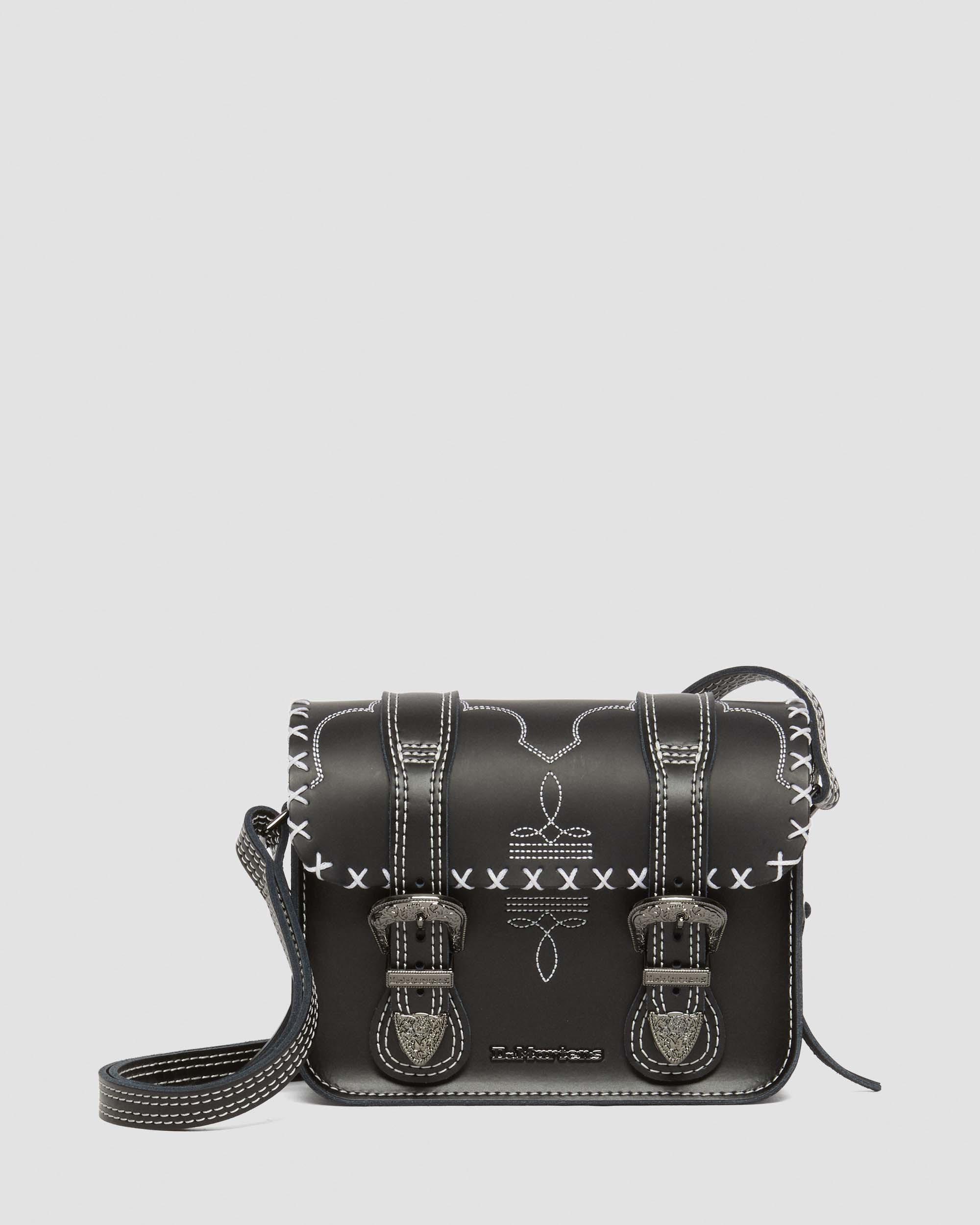 7 Inch Gothic Americana Leather Crossbody Bag in Black | Dr. Martens