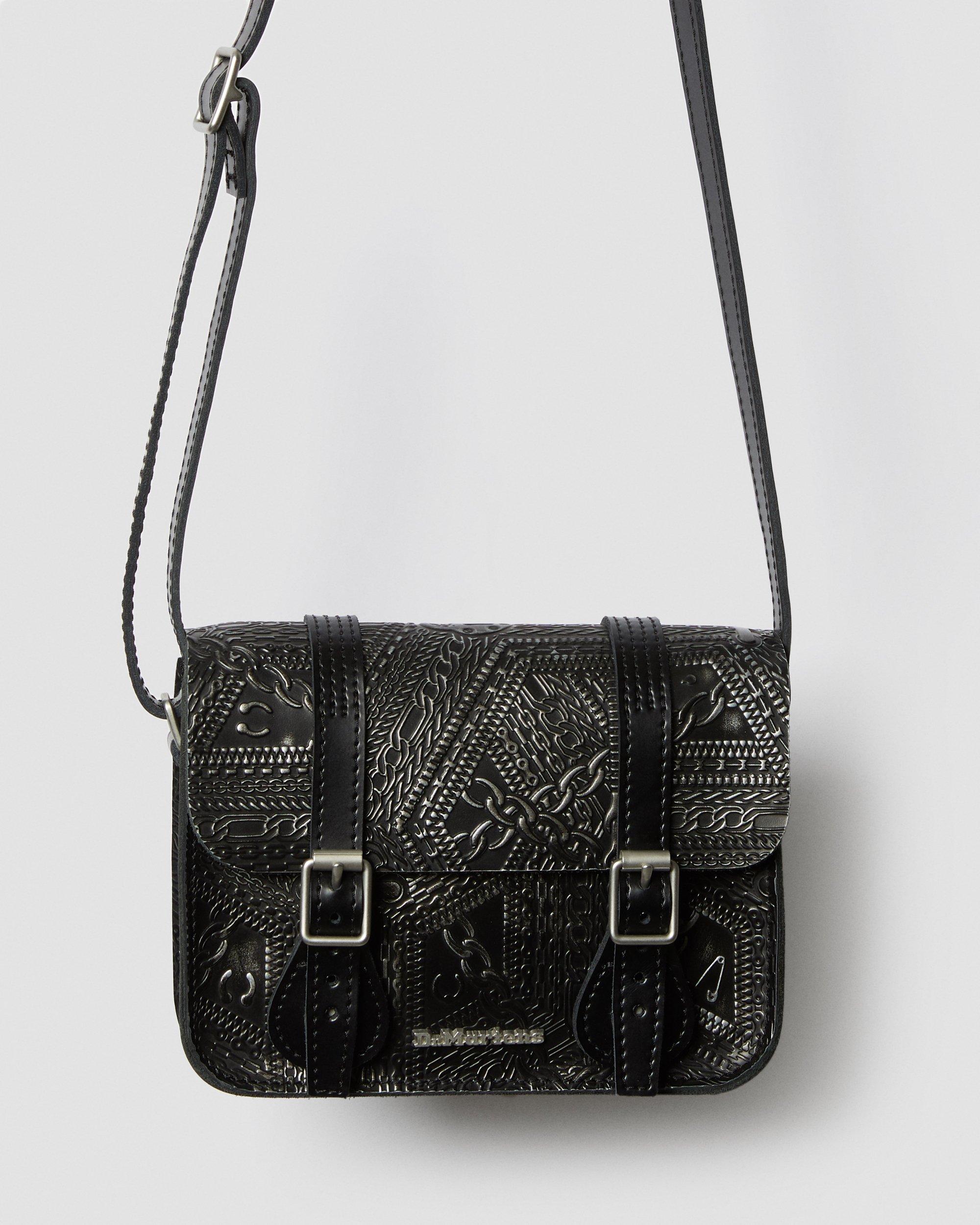 7 INCH ARCADIA EMBOSS LEATHER SATCHEL in Silver
