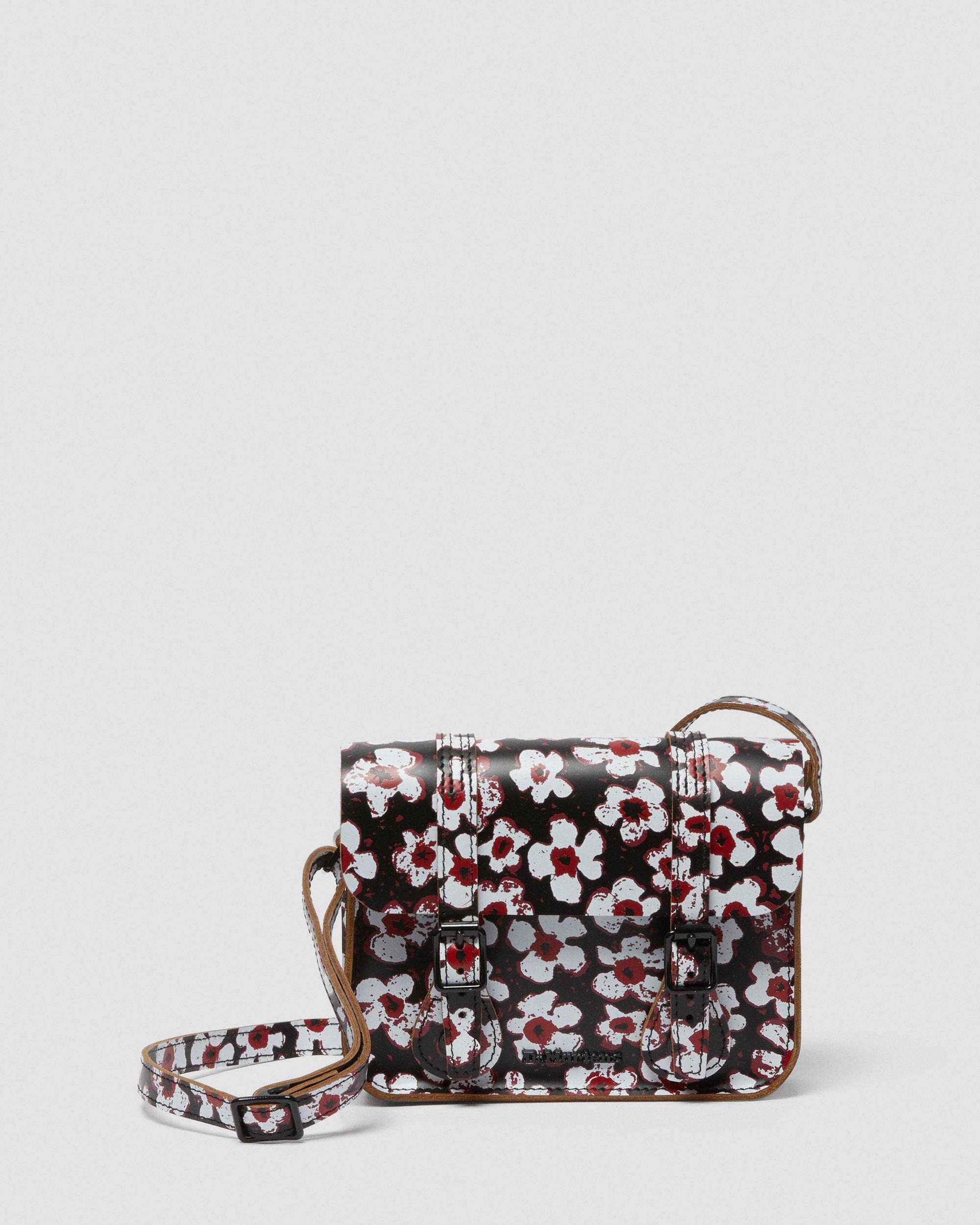 7 Inch Floral Leather Crossbody Bag in WHITE/RED PANSY FAYRE | Dr
