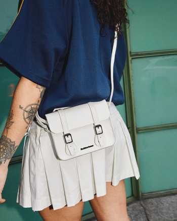 7 Inch Kiev Smooth Leather Crossbody Bag in White
