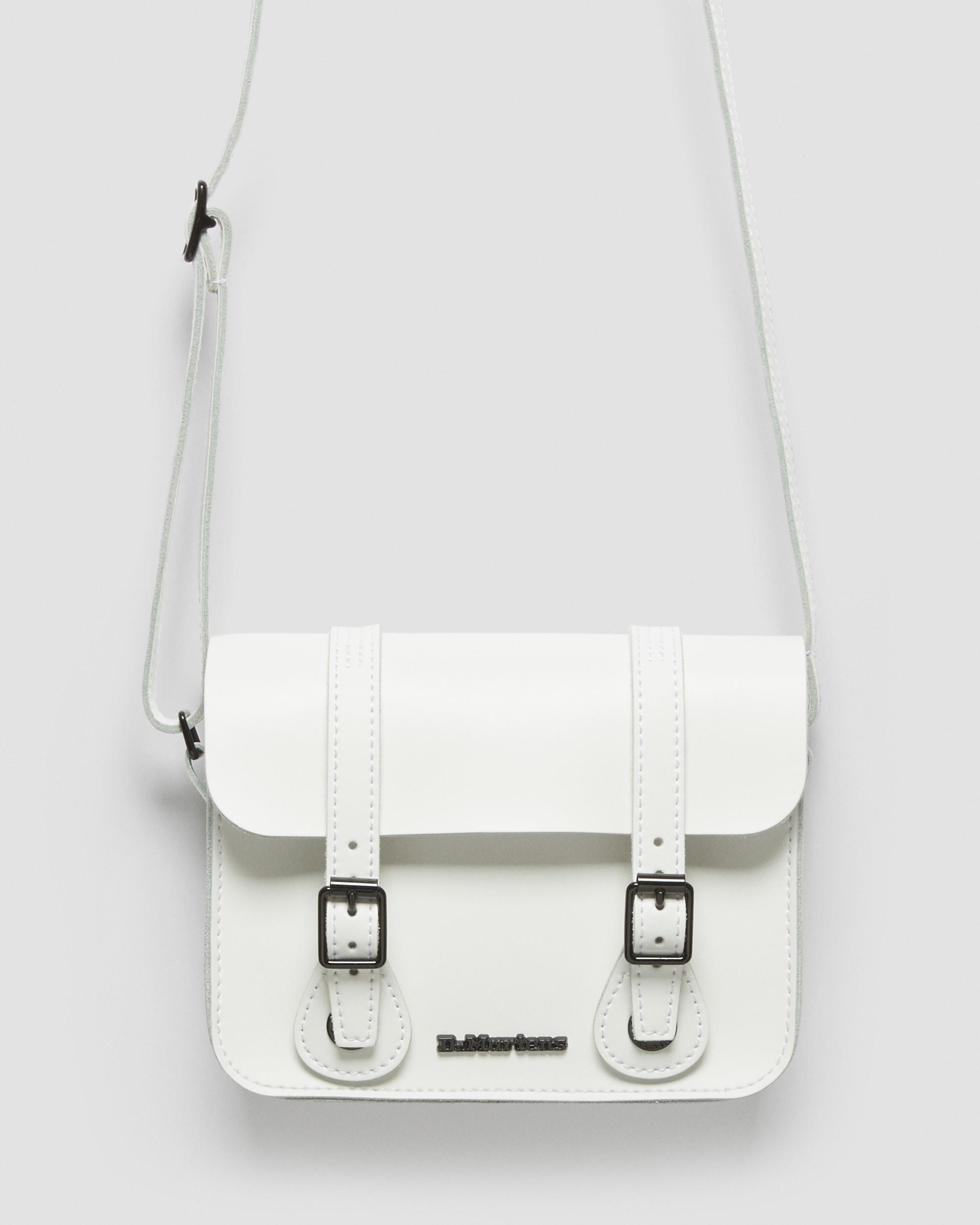 7 Inch Leather Crossbody Bag in White