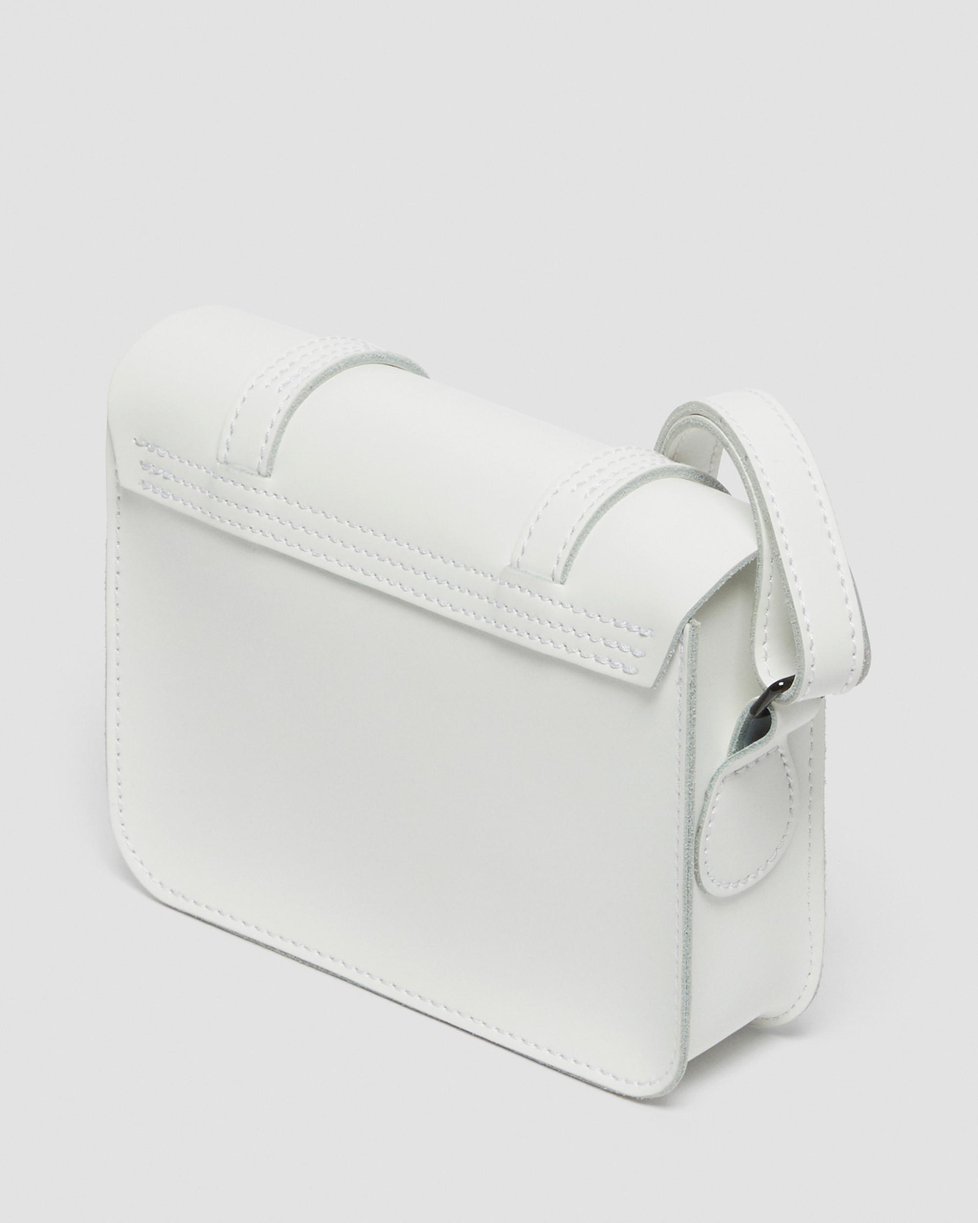 7 Inch Kiev Smooth Leather Crossbody Bag in White