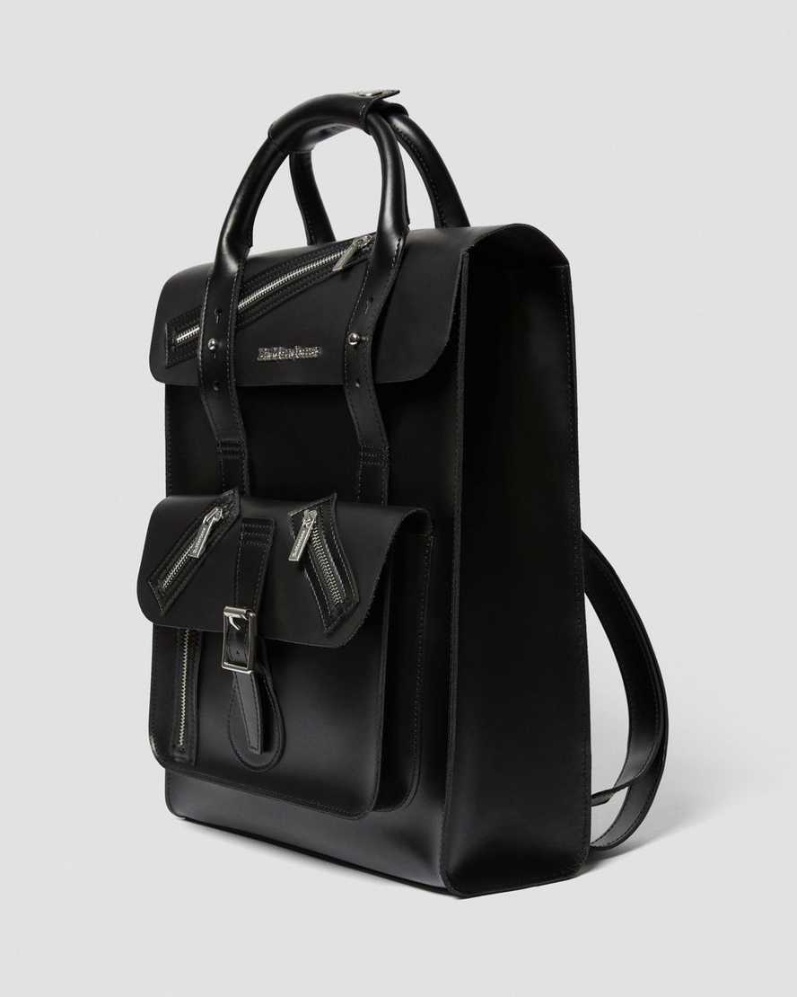 dr martens black kiev leather large backpack Mini cushioned sole Rubberised Kiev Leather Backpack in