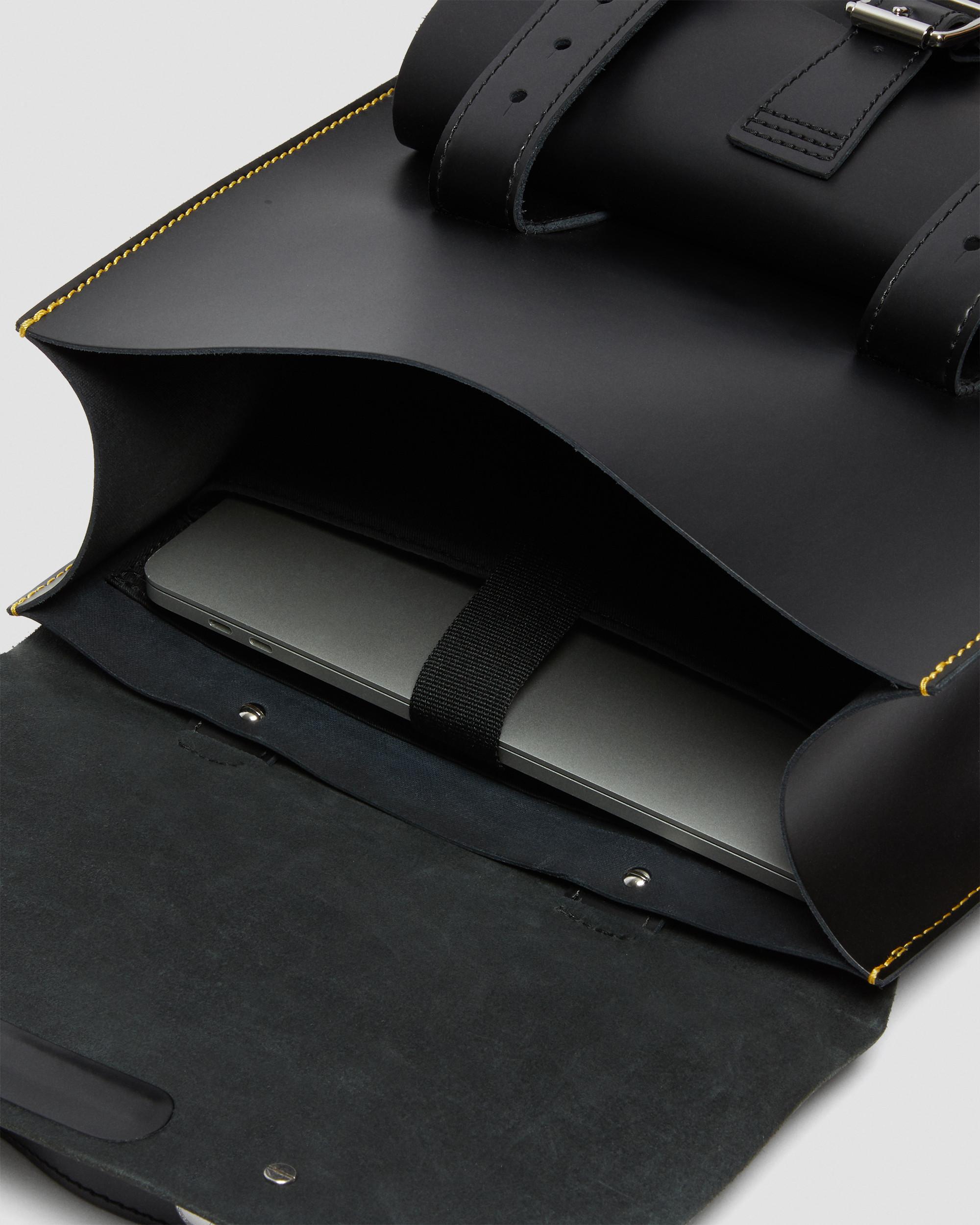 Kiev Smooth Leather Laptop Backpack in Black